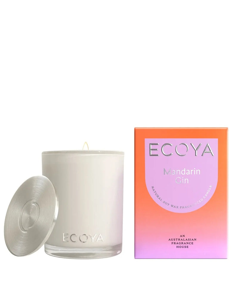Ecoya Madison Jar 400g - Mandarin & Gin Scented Soy Wax Candle | Home Decor, Relaxation & Aromatherapy | Perfect for Living Room, Bedroom & Bathroom