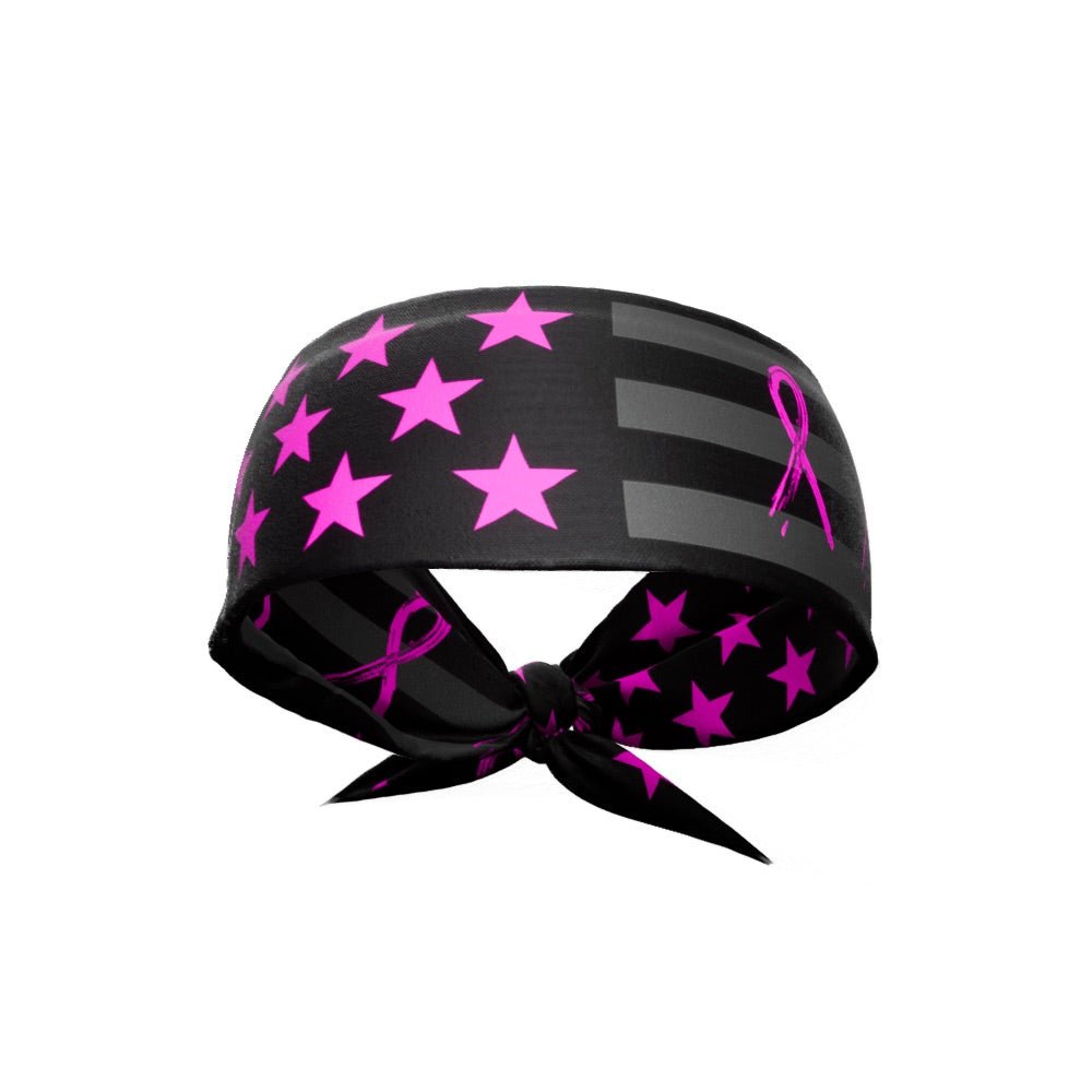 USA Flag Shadow Breast Cancer Awareness Tie Headband - Stylish Hair Accessory for Women, Support Cancer Awareness, Perfect for Sports, Workouts & Everyday Wear