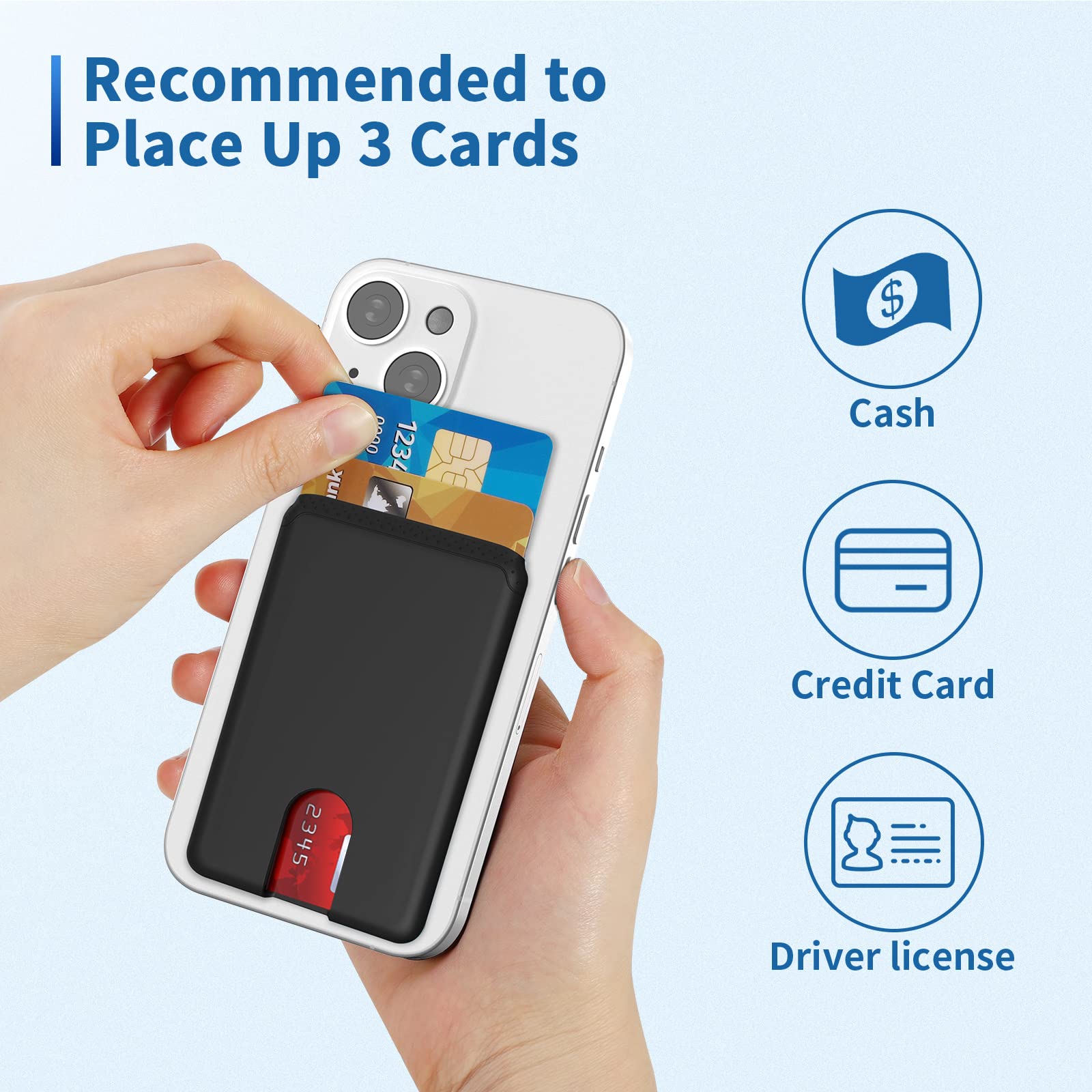 Senose Phone Card Holder - Sticky Double Layer (5pcs) & Single Layer (3pcs) Wallet for Phone Back - Perfect for Contactless Payments, ID Cards & Transit Passes | Ideal for Travel, Commuting & Everyday Use