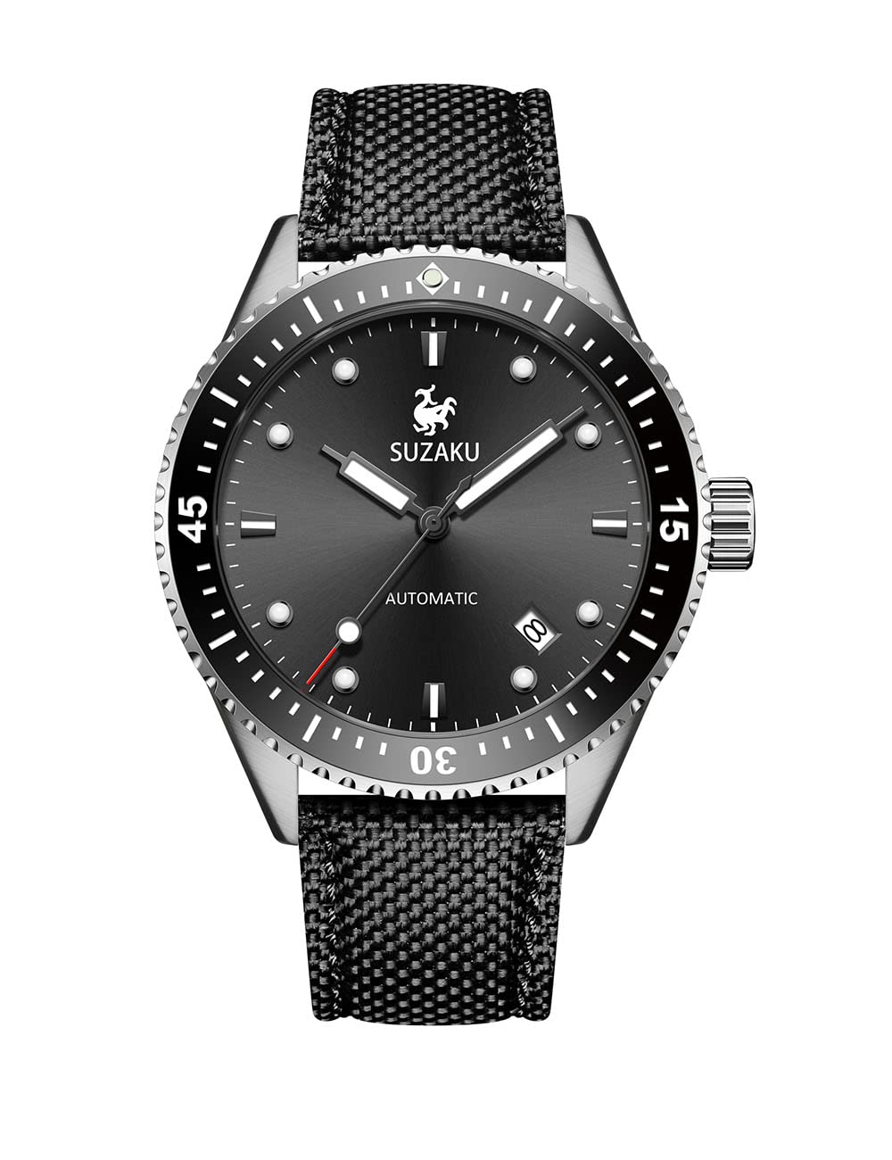 SUZAKU Men's Classic Automatic Watch - Stainless Steel Waterproof Diving Watch with Sapphire Glass - Mechanical Wristwatch for Men - Perfect for Sports, Diving & Everyday Wear