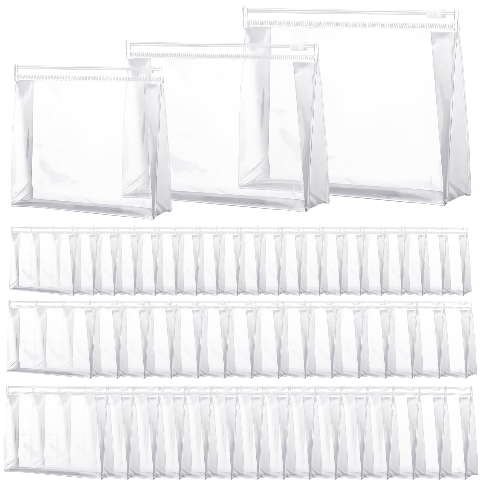 Xuniea 50 Pack Mini Clear Makeup Bags - Small Transparent Zipper Pouches for Travel Toiletries & Cosmetic Organizer - Waterproof Plastic Storage for Women & Men - Perfect for Vacation, Gym, Beach & Daily Use (9.8
