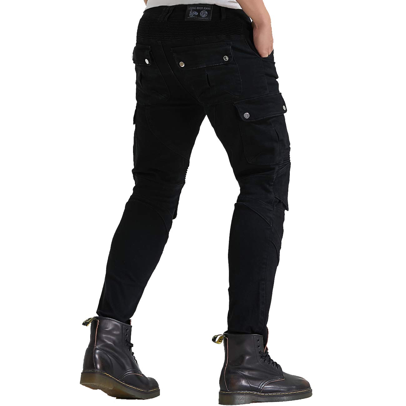 Takuey Motorcycle Riding Jeans for Men - CE Level 2 Certified Knee & Hip Armor (4X Upgraded Protection) - Black - Size 30 - Durable Biker Pants for Commuting & Adventure Riding