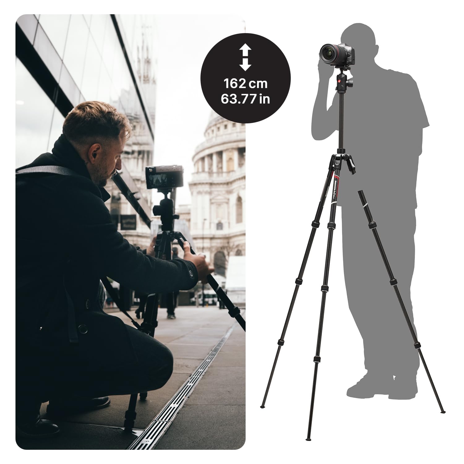 Manfrotto Befree GT 4-Section Carbon Fiber Travel Tripod with 496 Center Ball Head - Lightweight Compact Tripod for Photography & Videography - Perfect for Travel, Hiking & Outdoor Adventures