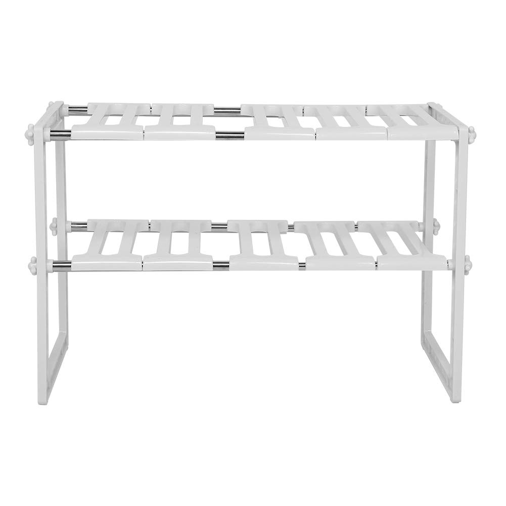 2-Layer Adjustable Kitchen Storage Rack for Dishes & Cookware - Space Saving Organizer