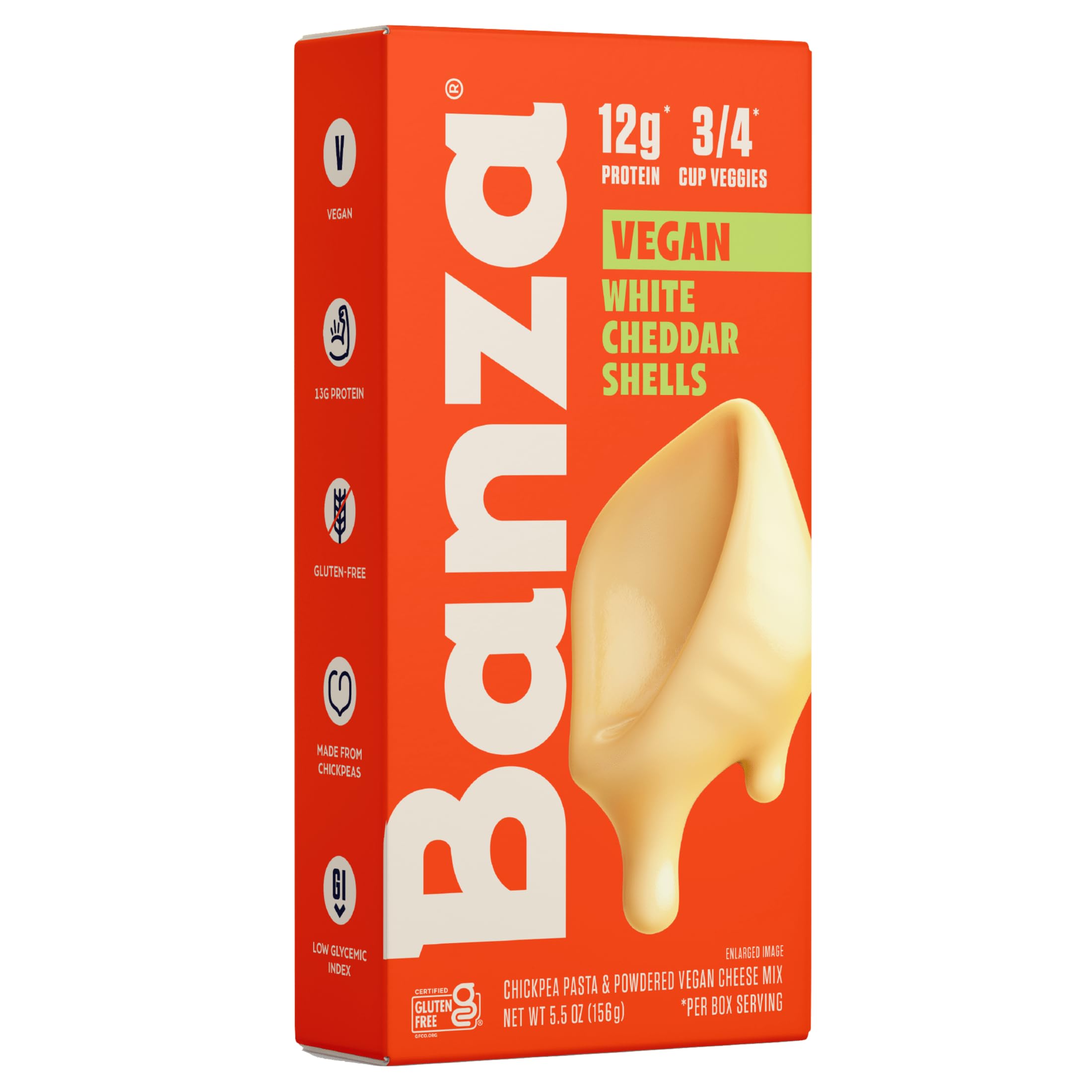Banza Shells & Vegan White Cheddar Mac and Cheese - High Protein, Gluten Free, Low Carb Pasta (5.5oz) | Quick Vegan Meal, Healthy Lunch, College Dorm Food, Kids Snack