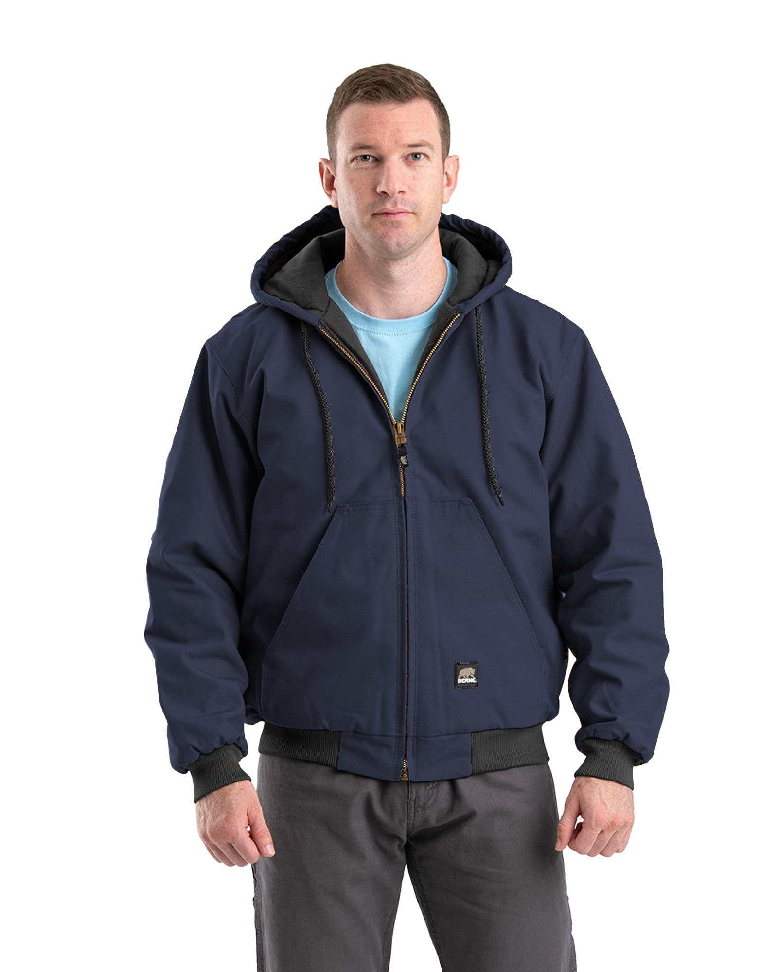 Berne Men's Heritage Duck Hooded Active Work Jacket - Waterproof & Durable Outdoor Jacket for Construction, Hunting & Hiking | Heavy Duty Workwear for Cold Weather