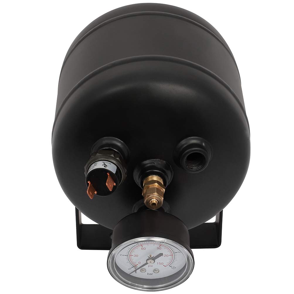 2 Liter (0.5 Gallon) 5 Port Air Compressor Tank 150 PSI - Replacement for Air Ride Suspension, Car & Train Horn - Perfect for Vehicle Air Systems, DIY Projects & Pneumatic Tools