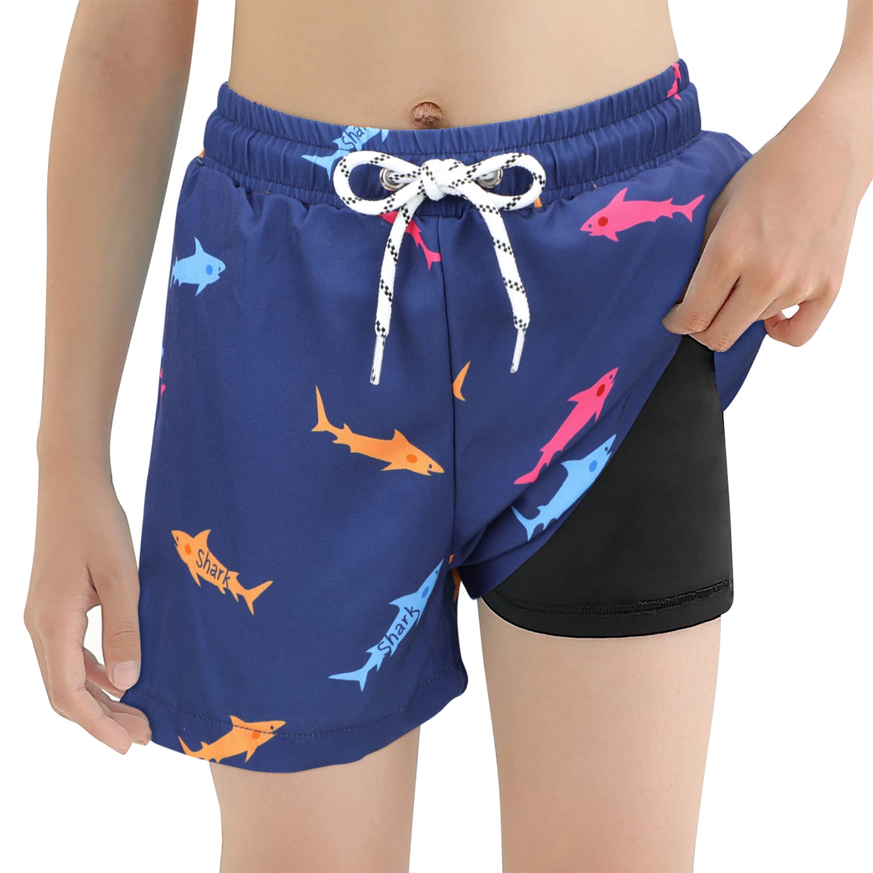 Boys Swim Trunks with Compression Liner - Comfort & Support for Swimming & Beach Play