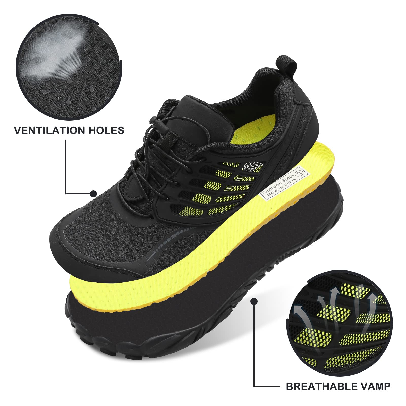 **Men's & Women's Water Shoes - Quick Dry Barefoot Aqua Shoes with Ventilation Holes for Beach, Hiking, Surfing, Boating, Fishing & Kayaking | Lightweight Swim Shoes for Outdoor Water Activities**