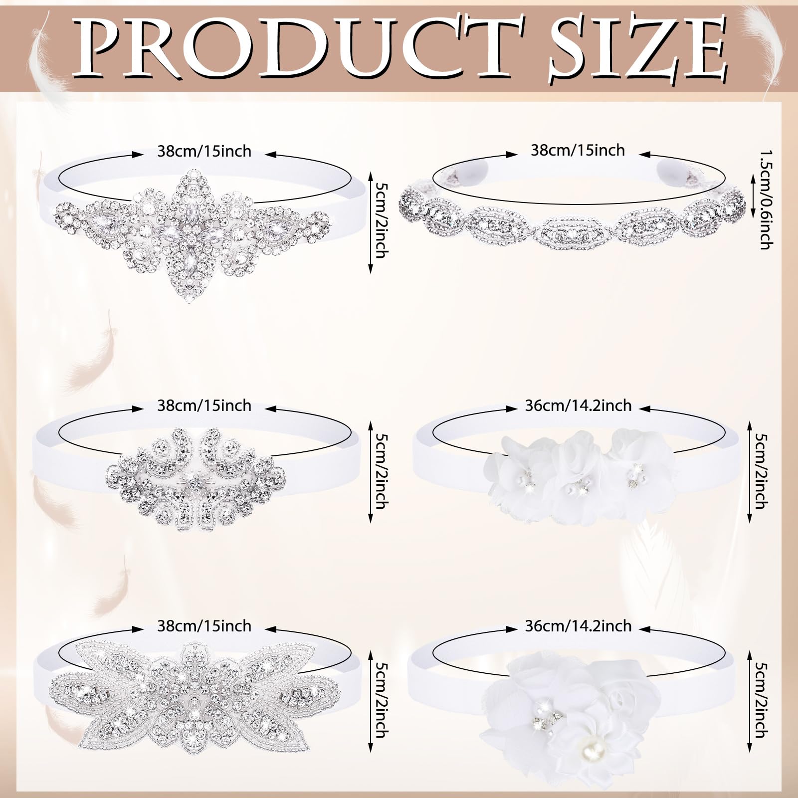 6-Piece White Baptism Headband Set for Baby Girls - Soft Elastic Christening Headbands with Chiffon Flower & Crystal Lace - Perfect for Infants 3-6 Months - Ideal Gift for Baby Shower, Birthday & Baptism Ceremonies - Elegant Accessories for Special Occasions & Photo Shoots