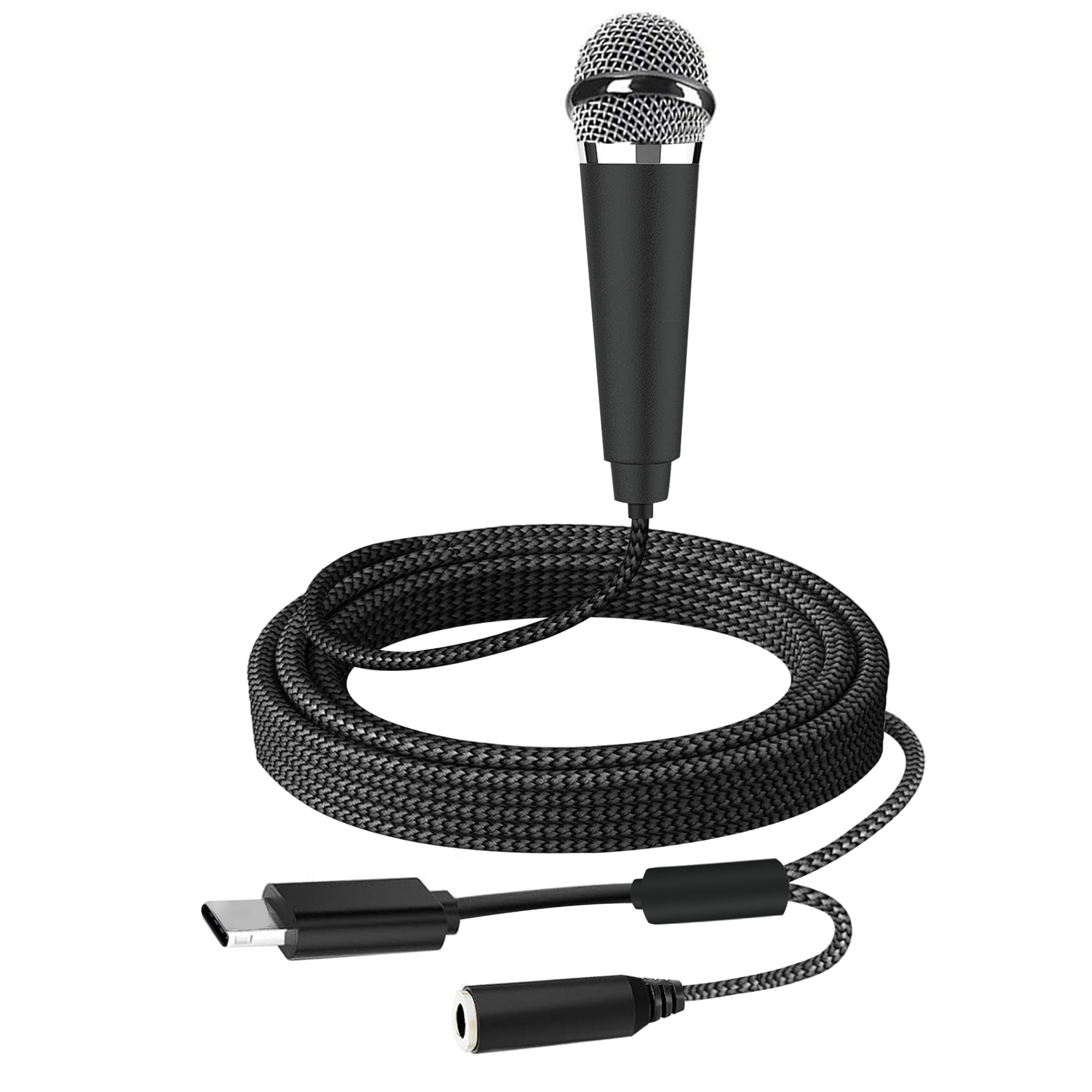 USB C Mini Microphone for Karaoke & ASMR - Wired Portable Mic for Android, iPhone 15, Laptop & Mac - Ideal for Voice Recording, Singing, Interviews, Vlogs, YouTube & TikTok Videos (Black) - Perfect for Home Studios, Podcasting & Live Streaming