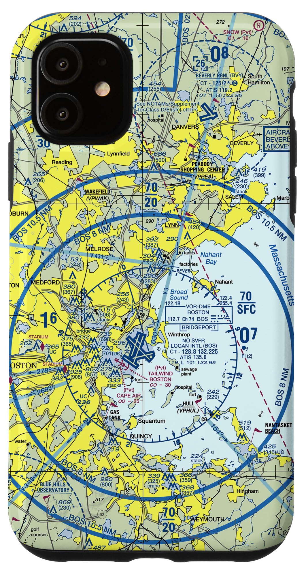 iPhone 11 Case with Boston VFR Sectional Chart - Durable Protective Cover for Aviation Enthusiasts | Perfect for Pilots, Flight Training & Travel