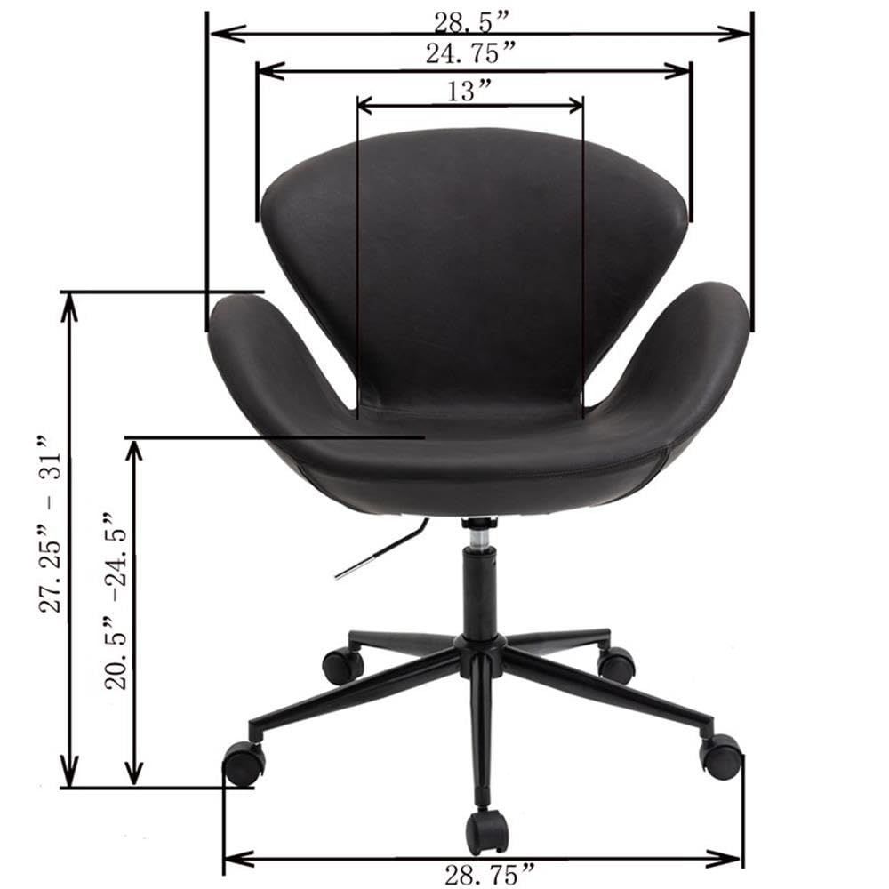 American Furniture Classics AW801 Ergonomic Office Chair - Black - Adjustable Height & Lumbar Support for Home & Office Workspaces