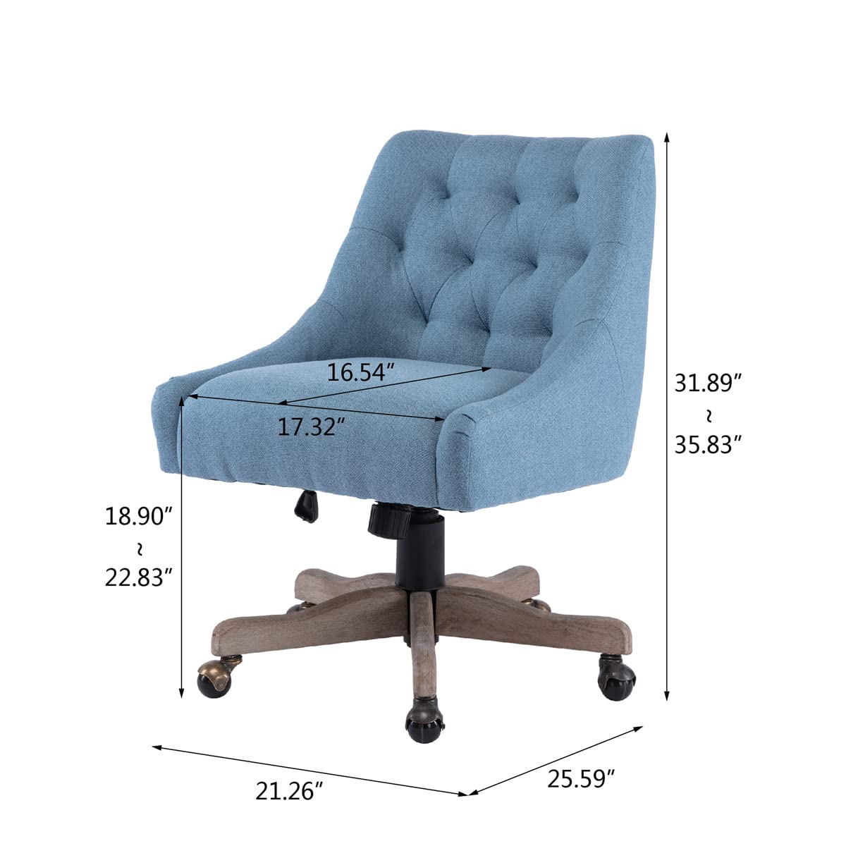 TRIPLE TREE Swivel Office Chair - Adjustable Height Ergonomic Desk Chair with Wheels, Tufted Curved Back Support for Home Office, Gaming & Study - Comfortable Task Chair for Work, Online Classes & Video Conferencing (Blue)