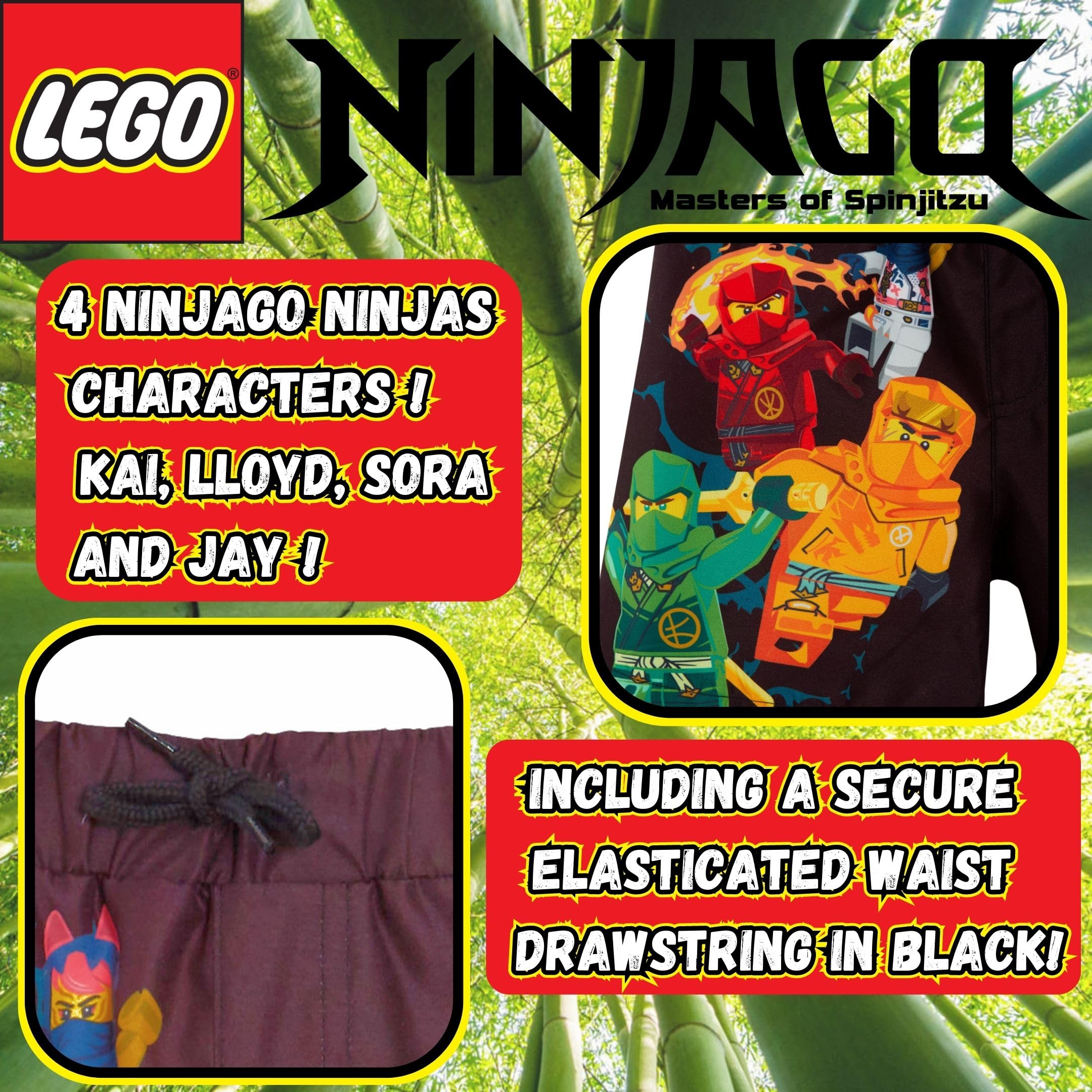 **LEGO Ninjago Boys Swim Shorts - Quick Dry Kids Swimming Trunks for Beach, Pool & Summer Vacation - Fun Swimwear for Boys**
