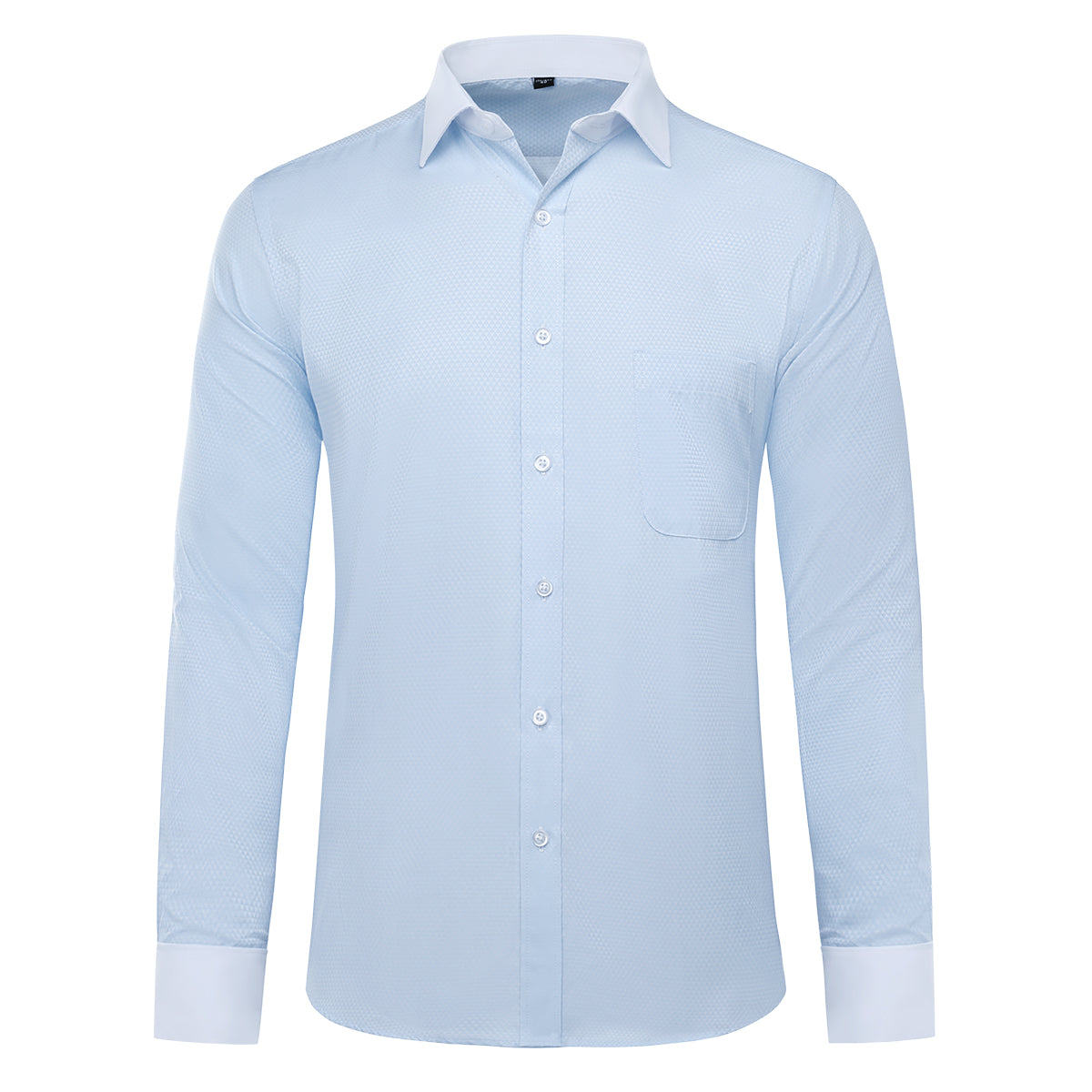 Men's Slim Fit Button Down Dress Shirt - Light Blue Striped Checked Formal Shirt for Office, Business, Wedding & Special Occasions