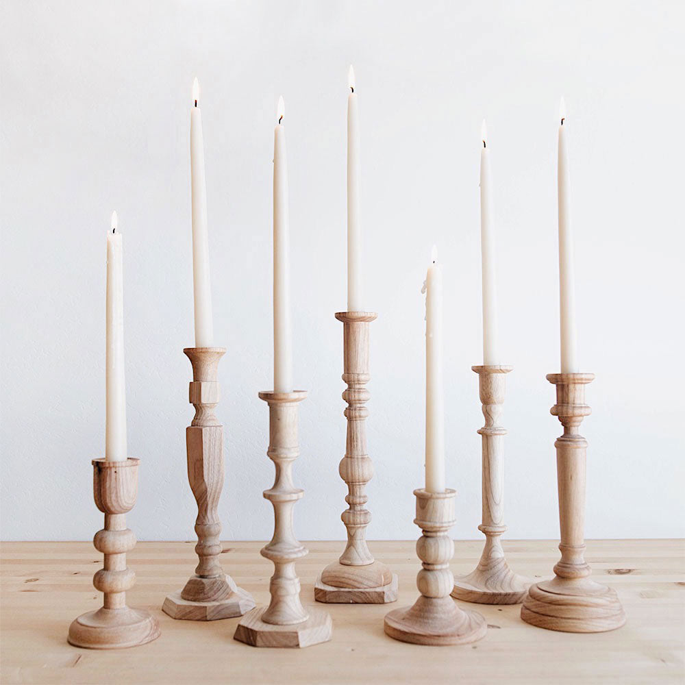 Aglow Wooden Candlesticks - Handcrafted Natural Wood Candle Holders for Wedding, Home Decor & Romantic Dinner Ambiance