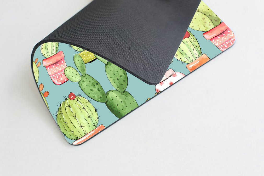 Non-Slip Rubber Mouse Pad with Cacti in Pots Design - 9.5