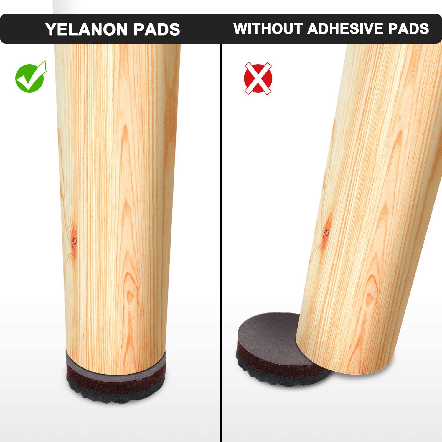 Yelanon Non Slip Furniture Pads - 36 Pack 1 Inch Self Adhesive Rubber Grippers for Chair Legs, Table Feet & Sofa - Anti-Skid Floor Protectors for Hardwood, Tile & Laminate - Perfect for Home, Office & Dining Room Furniture Protection