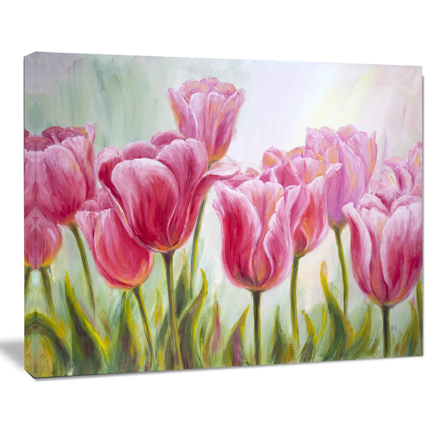 Tulips in a Row Floral Art Canvas Print - Vibrant Flower Wall Decor for Living Room, Bedroom & Office - Perfect Home Decoration Gift Idea