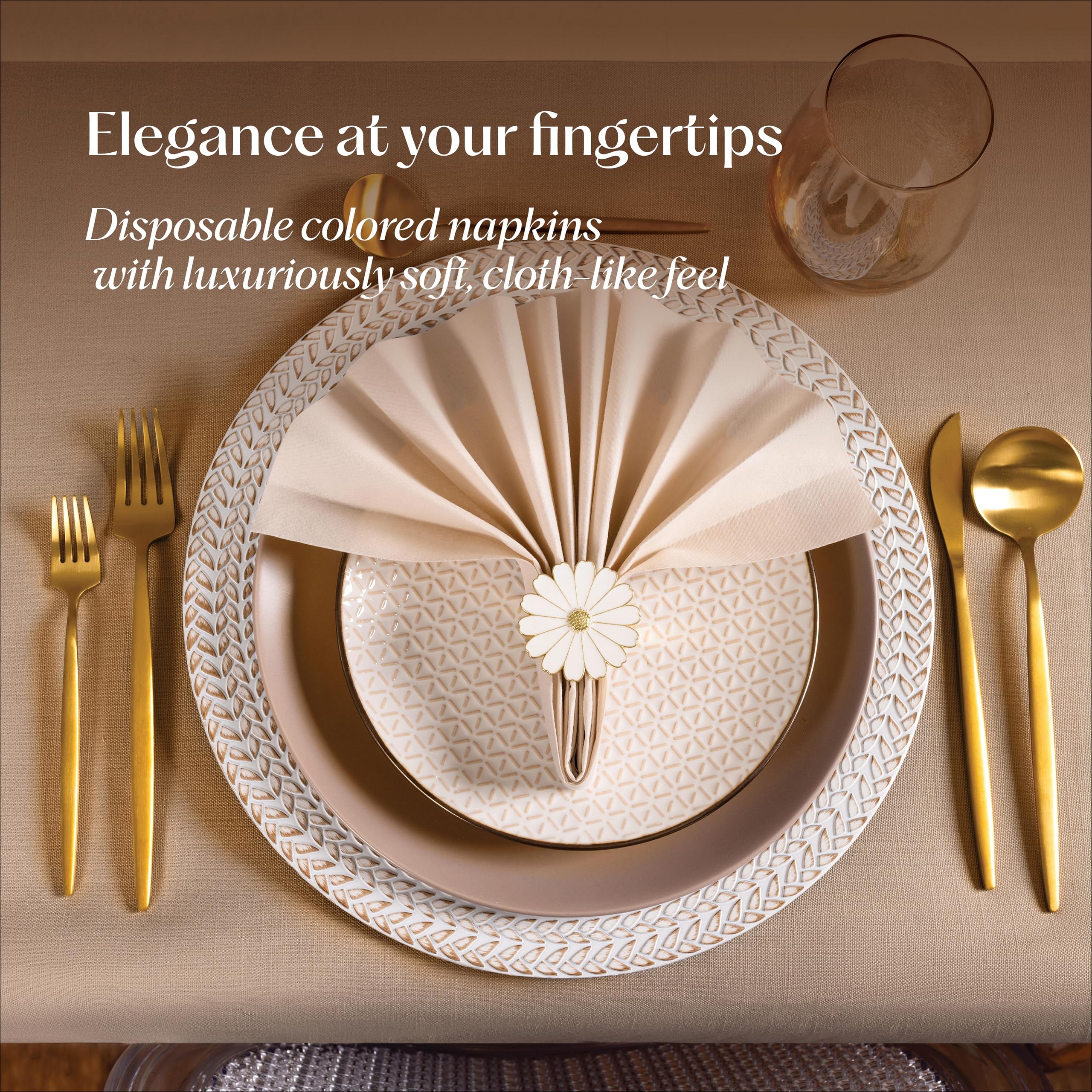 50-Pack Premium Disposable Linen-Feel Brown Napkins, 12
