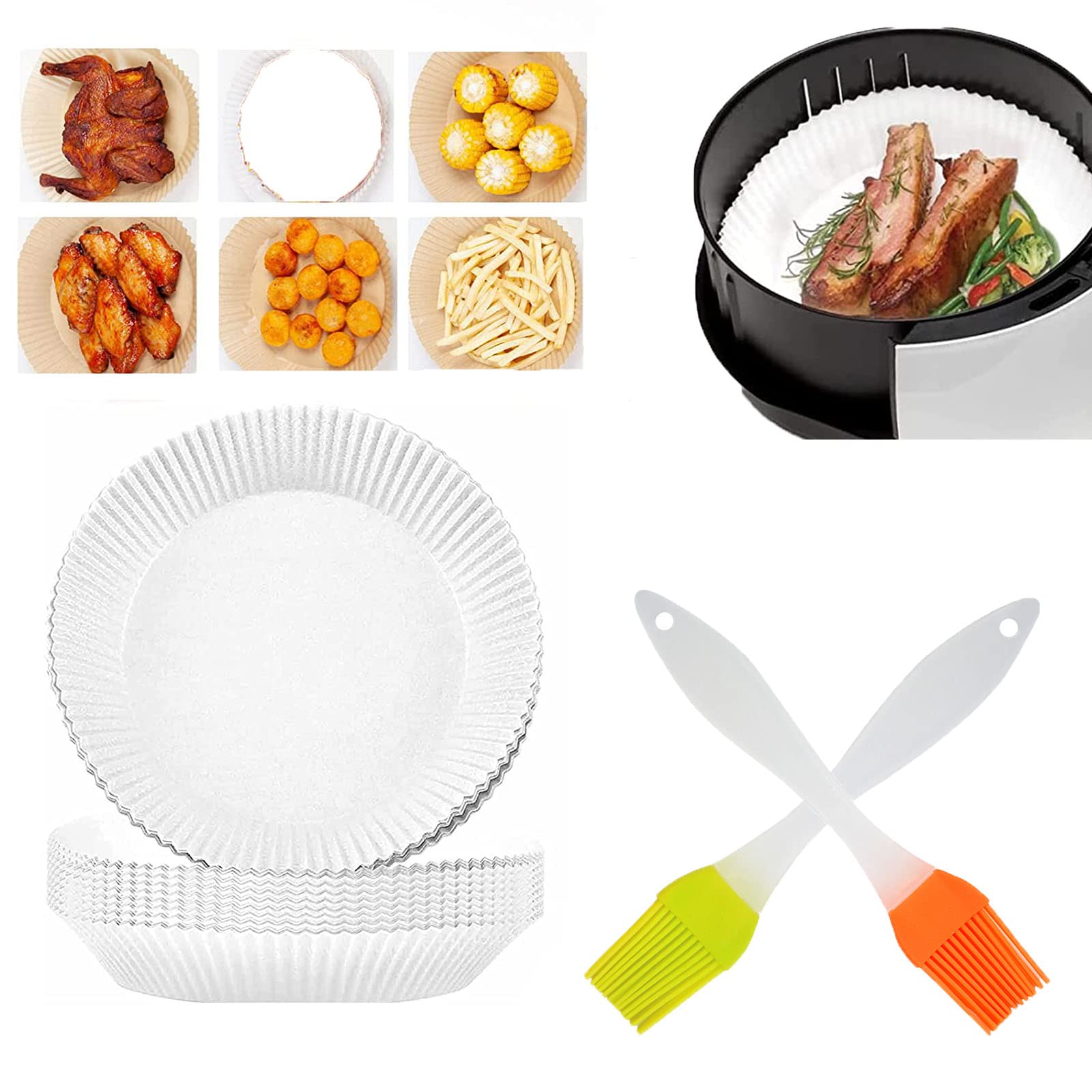 **Non-Stick Air Fryer Disposable Paper Liners - 6.3 Inch Natural Parchment Sheets (100-Pack) for Baking, Roasting & Frying | Oven, Microwave & Air Fryer Safe | Perfect for Healthy Cooking & Quick Cleanup**