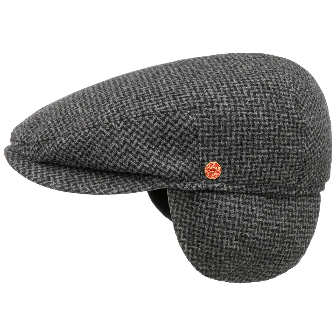 Stylish Merlino Zigzag Flat Cap with Ear Flaps by Mayser - Warm Winter Hat for Men & Women - Perfect for Outdoor Activities, Skiing, and Cold Weather Fashion