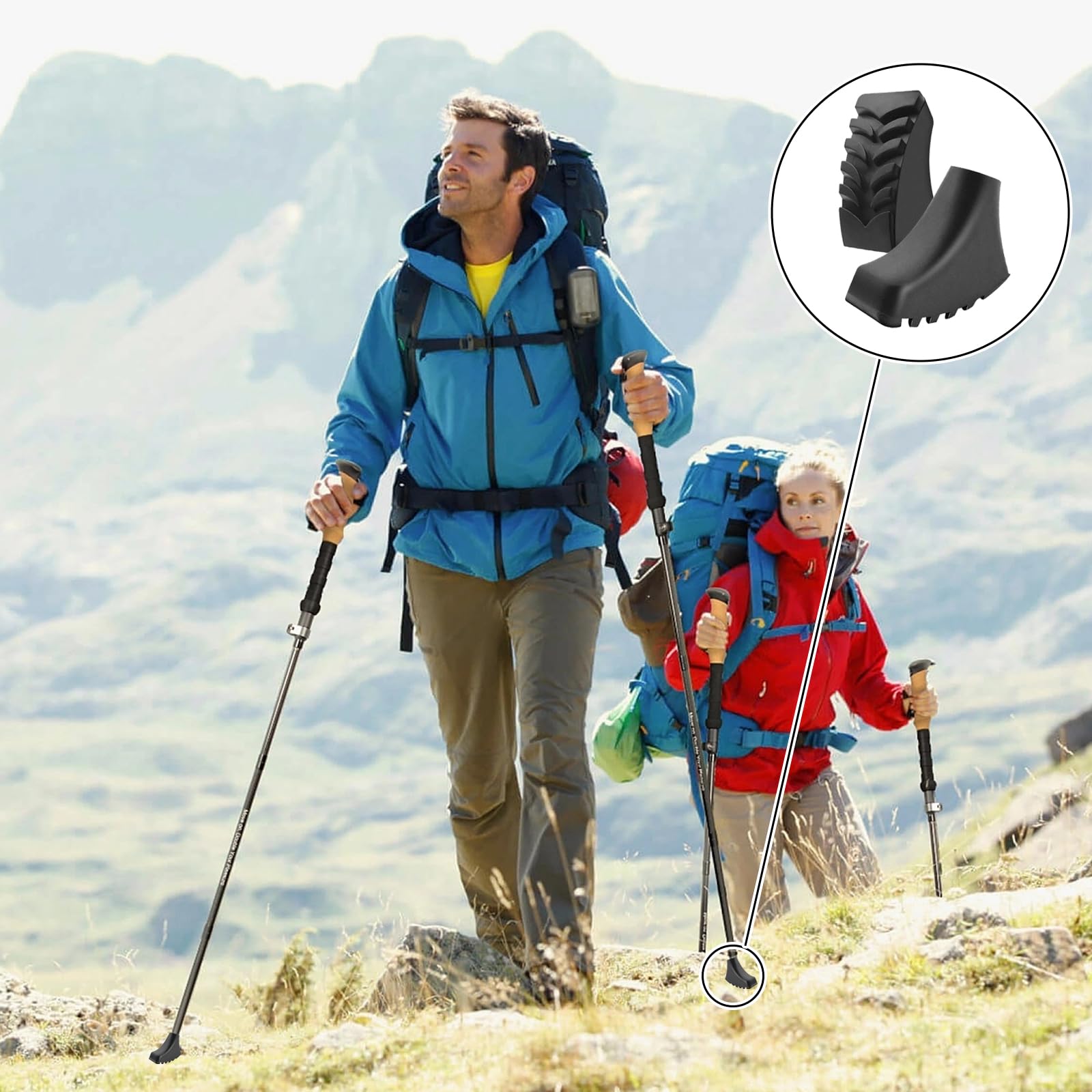 6Pcs Trekking Pole Tips - Durable Rubber Replacement Tips for Hiking & Walking Sticks | Fits Most Trekking Poles | Perfect for Mountain Hiking, Trail Walking & Outdoor Adventures by Inscool