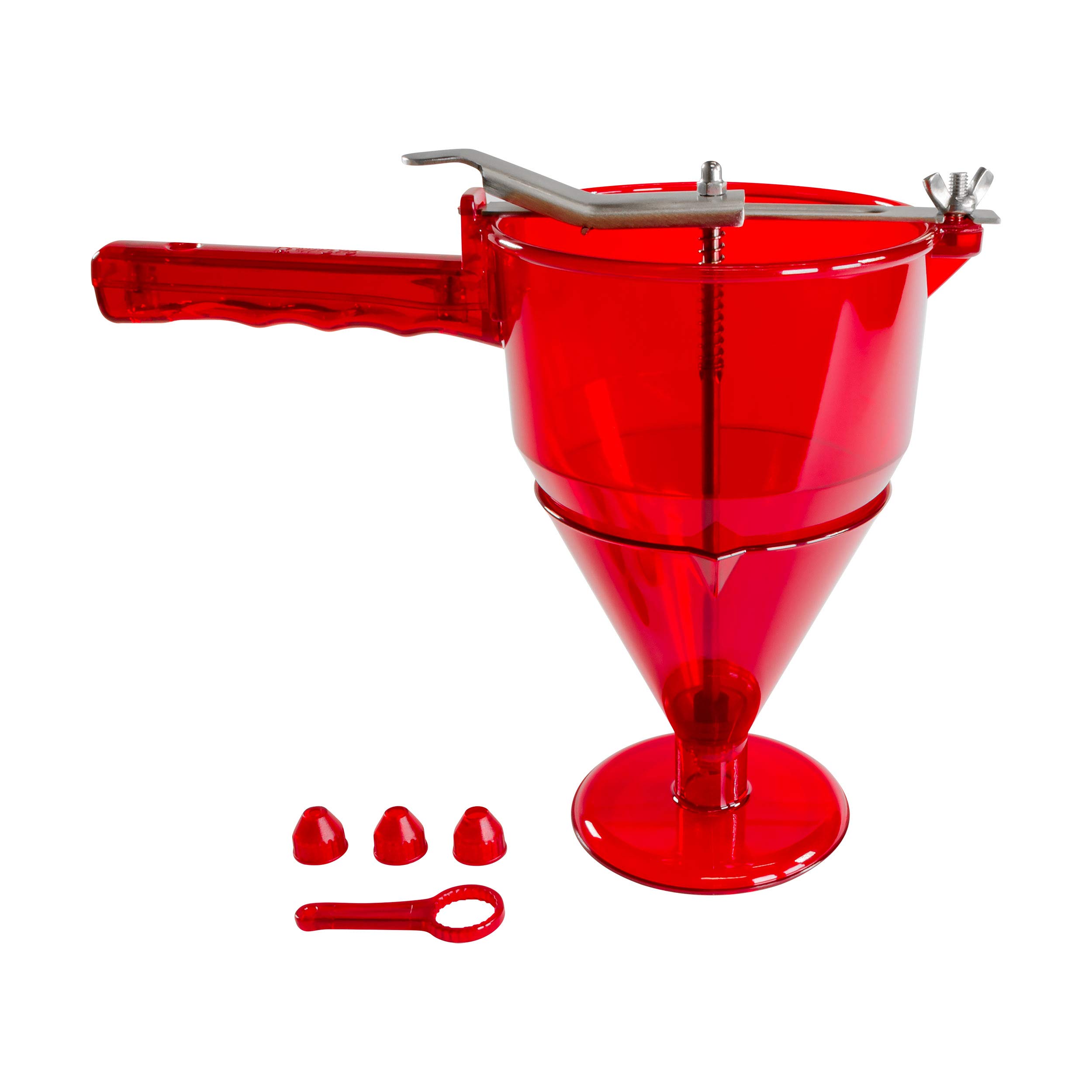 Fat Daddio's 1-Liter Translucent Red Confectionery Funnel - Perfect for Cake Decorating, Candy Making & Baking Supplies | Durable Kitchen Tool for Home Bakers & Professional Chefs