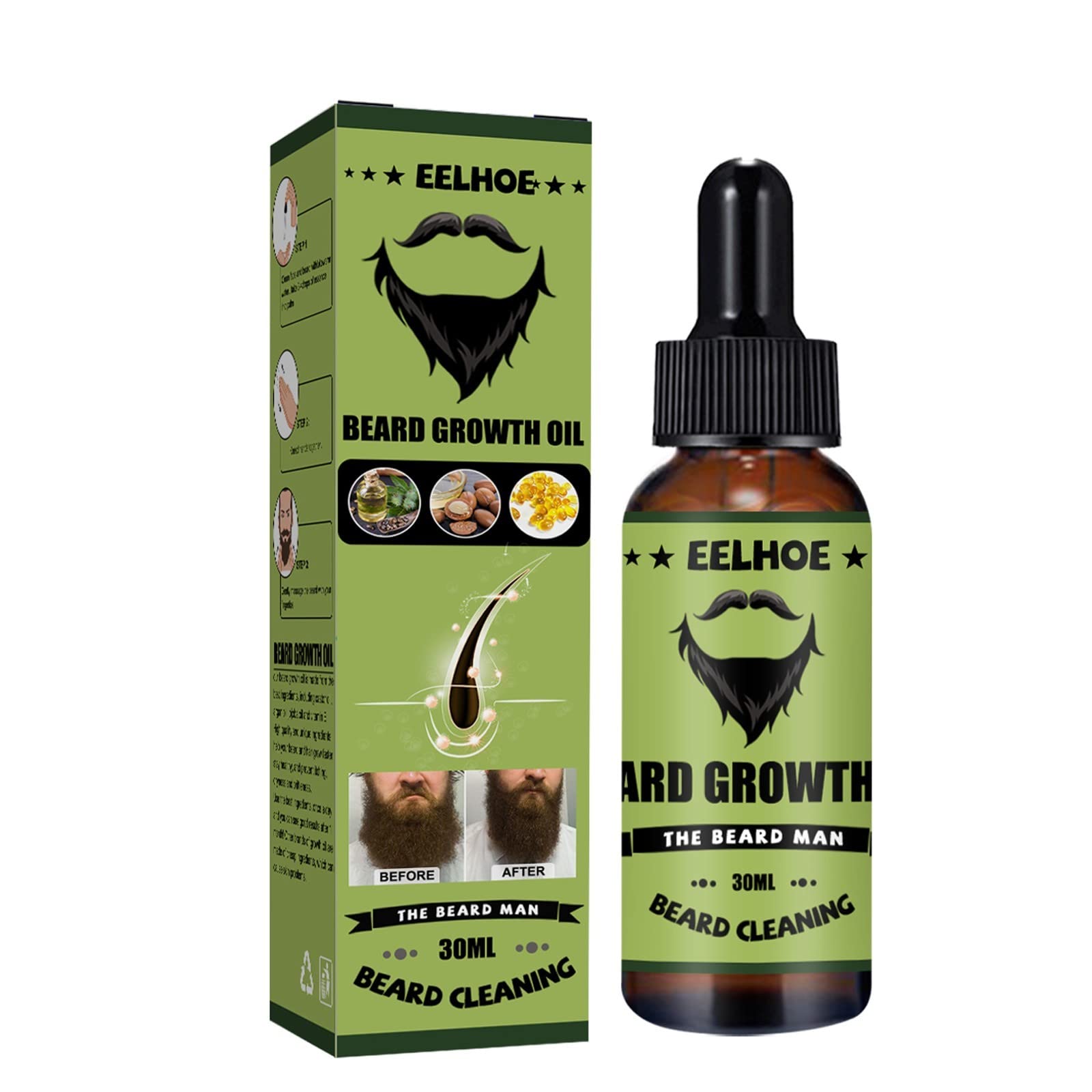 Beard Growth Serum - 30ml Fast-Acting Beard Oil for Thickening & Hydration - Anti-Frizz & Nourishing Formula for Men's Facial Hair Care - Perfect for Daily Use & Grooming Routine