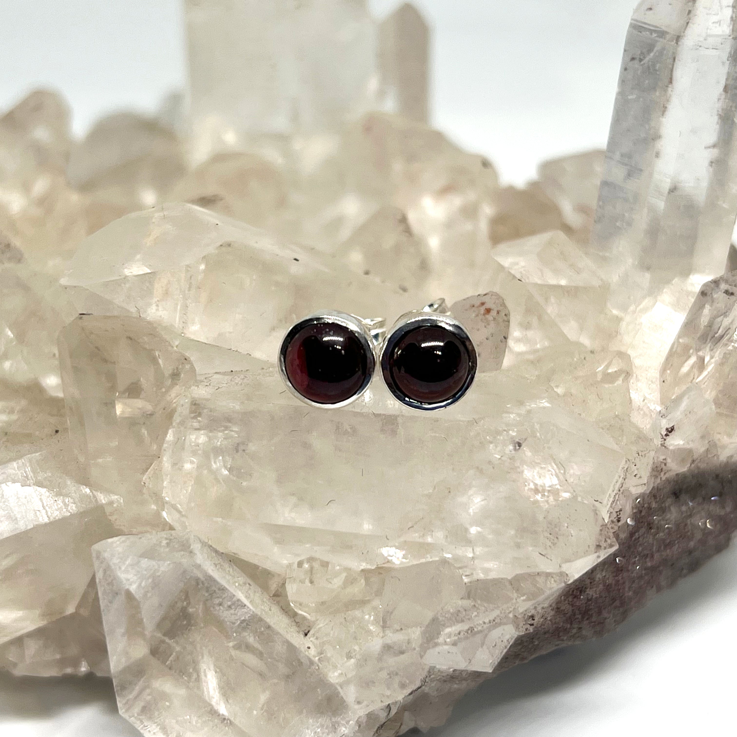 5.5mm Round Cabochon Bezel Set Stud Earrings - PSE017 - Perfect for Everyday Wear, Gift Giving & Special Occasions