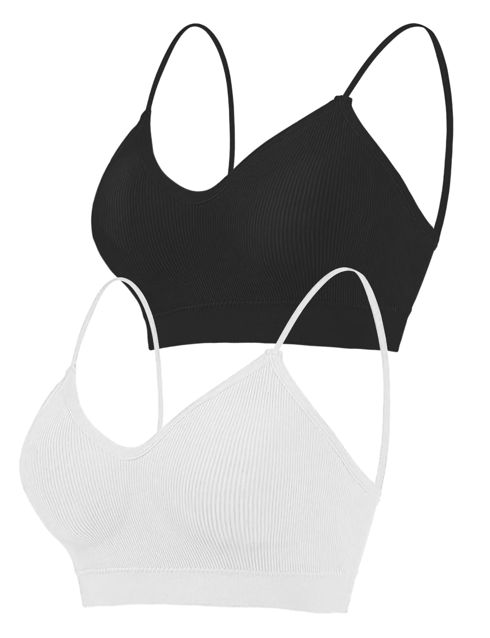2-4PCS Women's V-Neck Padded Seamless Bralette - Comfortable Everyday & Sleeping Bra, Wireless Sports Bras for Yoga, Gym & Lounge Wear