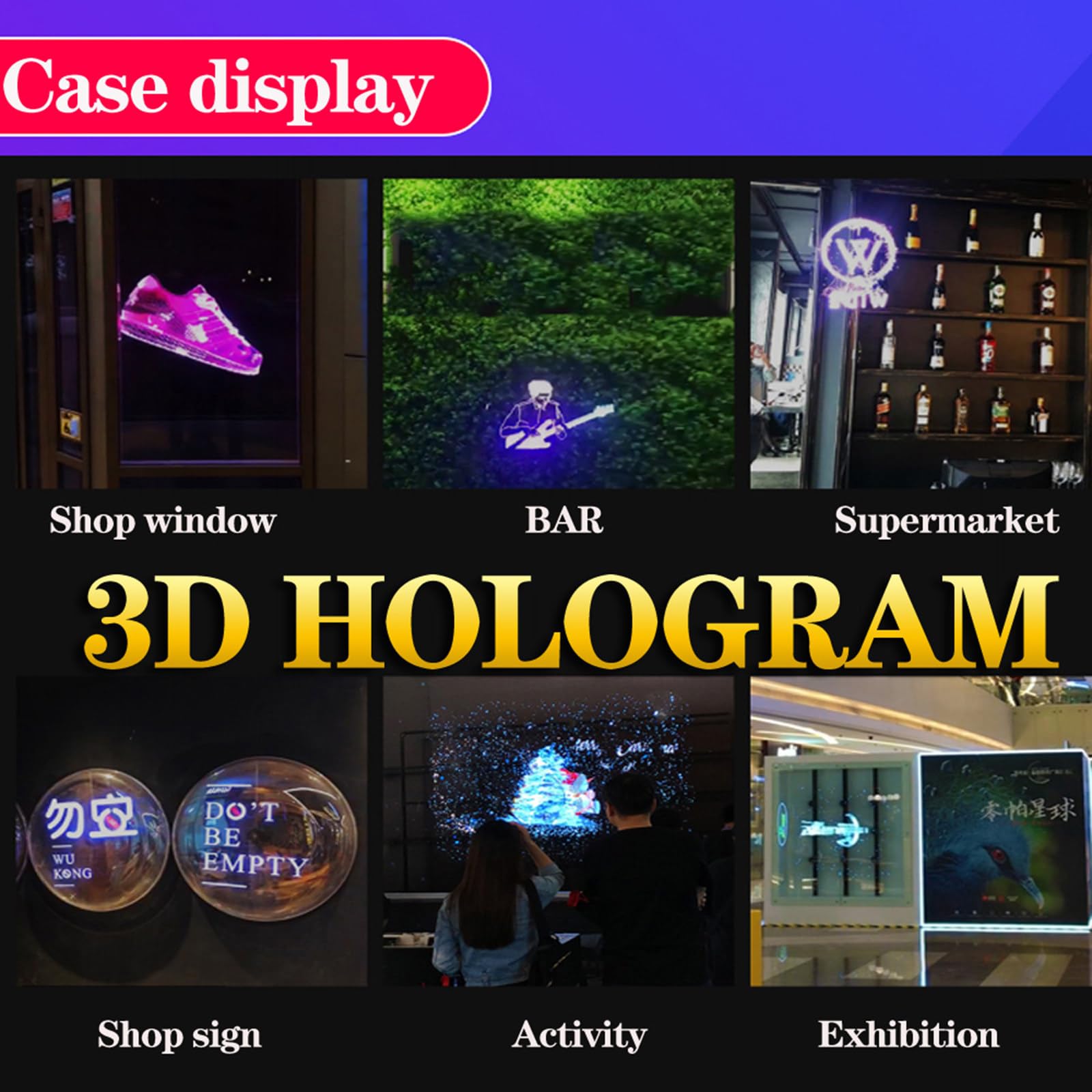MQL-HDX 43CM 3D Holographic Fan Display - Electric Rotating LED Advertising Light for Business Promotion, Retail Stores & Events - Eye-Catching Hologram Projector for Product Showcase and Brand Marketing