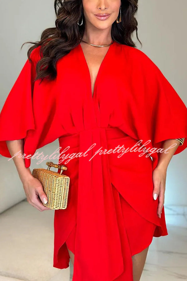 Stylish Solid Color V-Neck Half Sleeve Casual Mini Dress for Women | Summer Fashion, Beach Wear & Party Outfit