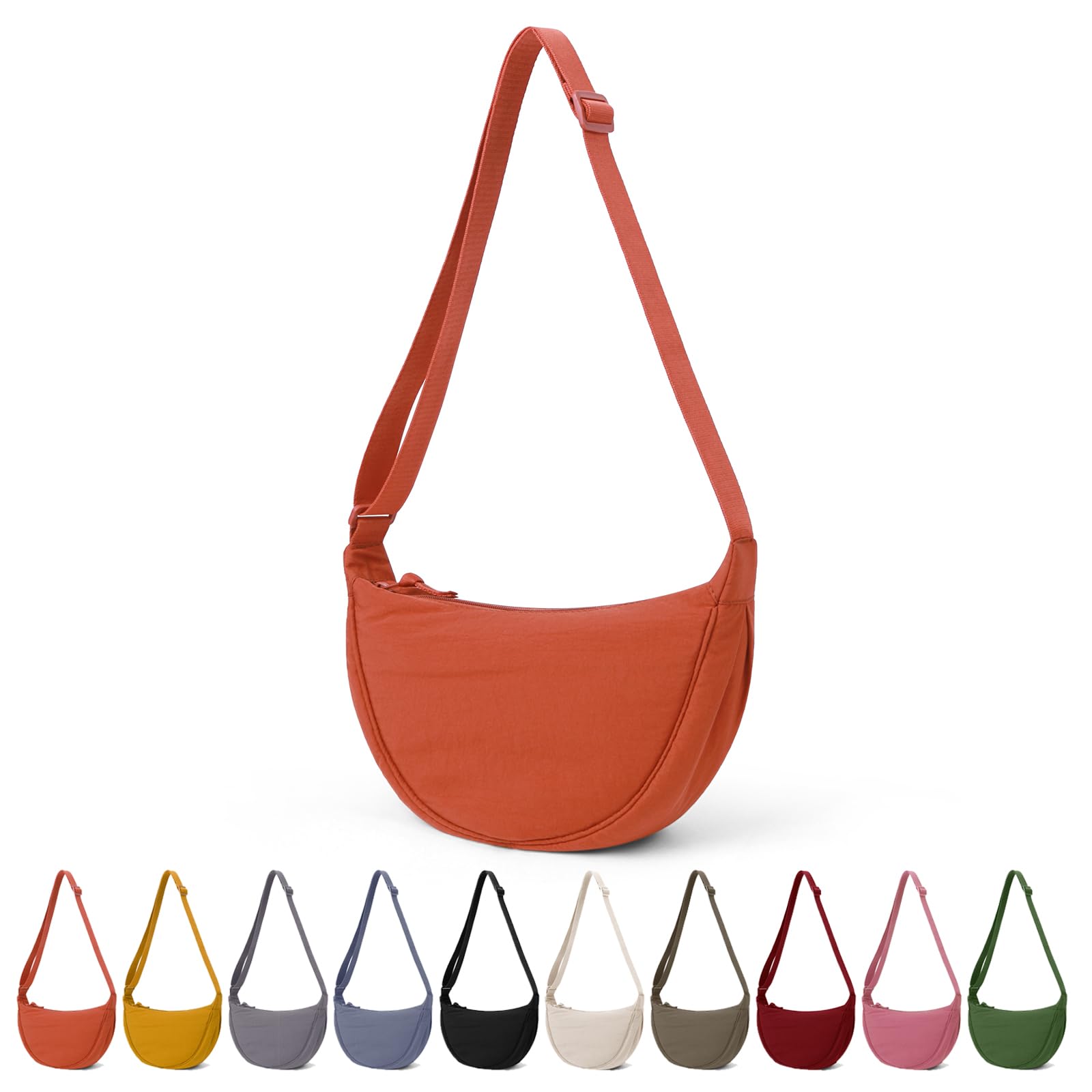 TIAASTAP Adjustable Crossbody Bag for Women & Men - Lightweight Nylon Shoulder Bag with Strap - Perfect for Travel, Work, School & Daily Use - Stylish Solid Color Hobo Purse for Outfits & Casual Wear