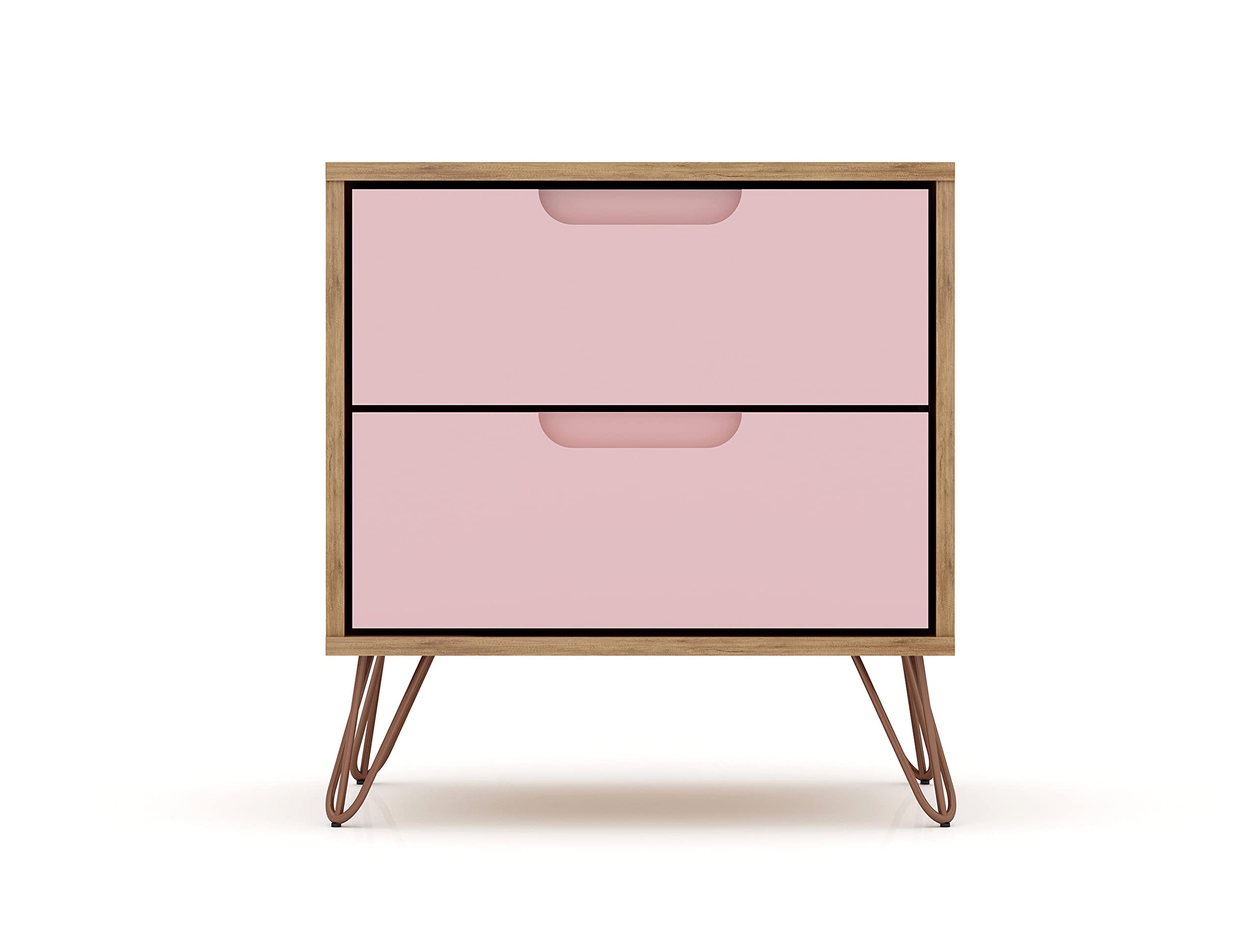 Mid Century Modern Nightstands Set of 2 with Drawers - Minimalist Bedside Tables for Bedroom & Living Room - Pink Storage Organizer - Perfect for Small Spaces, Guest Rooms & Apartment Decor