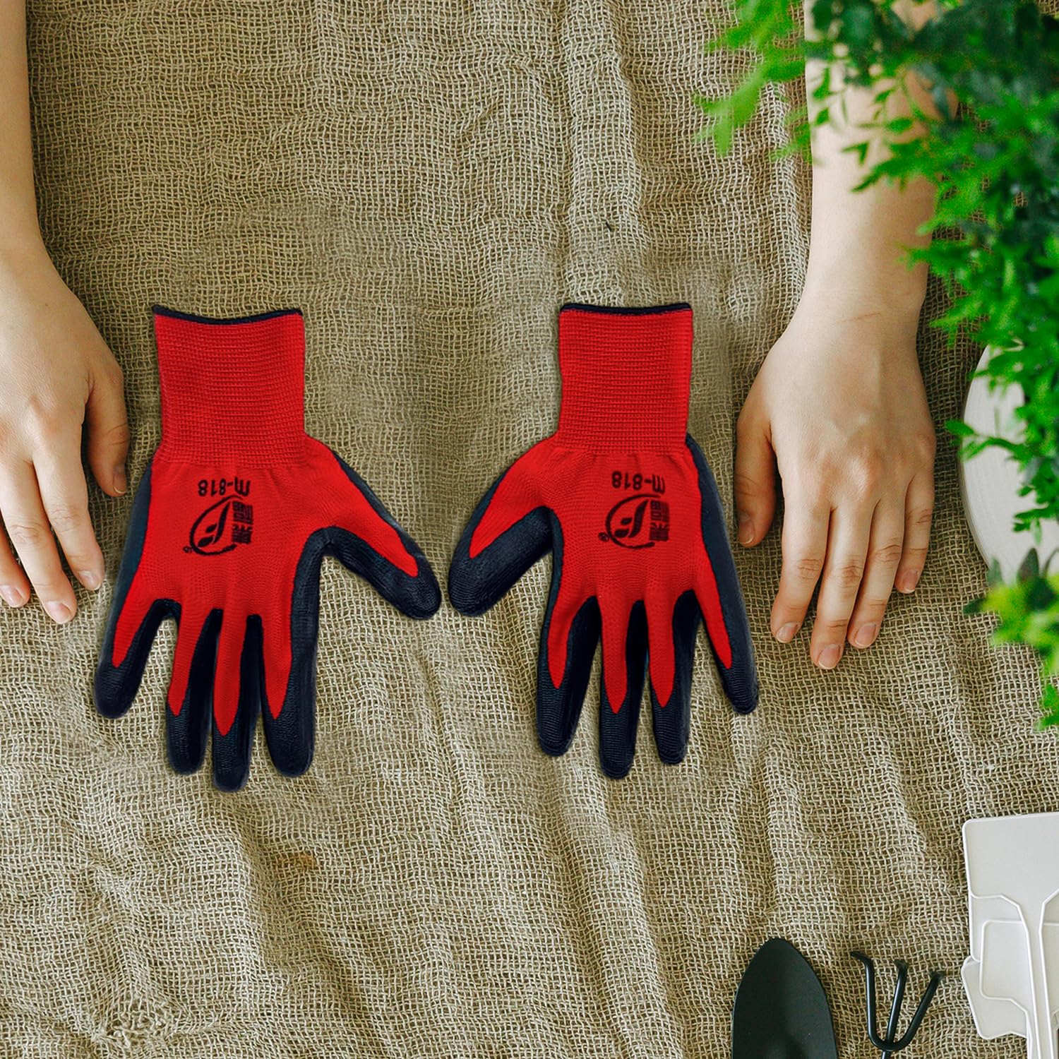 100 Pack Breathable Nitrile Rubber Coated Gardening Gloves for Men & Women - Durable Work Gloves for Construction, Landscaping, Farming & Outdoor Activities