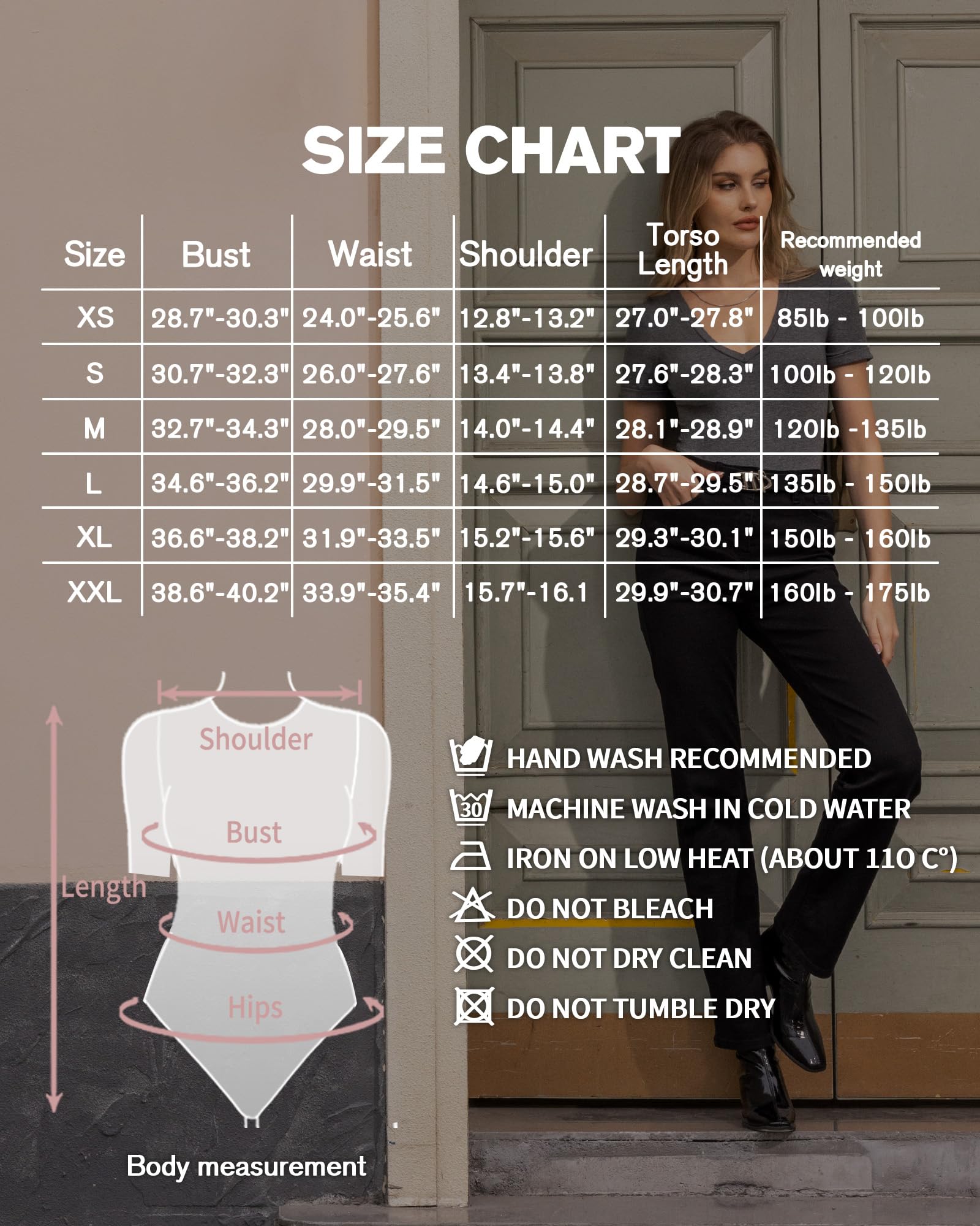 MANGOPOP Women's V Neck Short Sleeve Bodysuit - Stretchy Comfort Fit Basic T-Shirt Top for Casual Wear, Layering & Everyday Outfits
