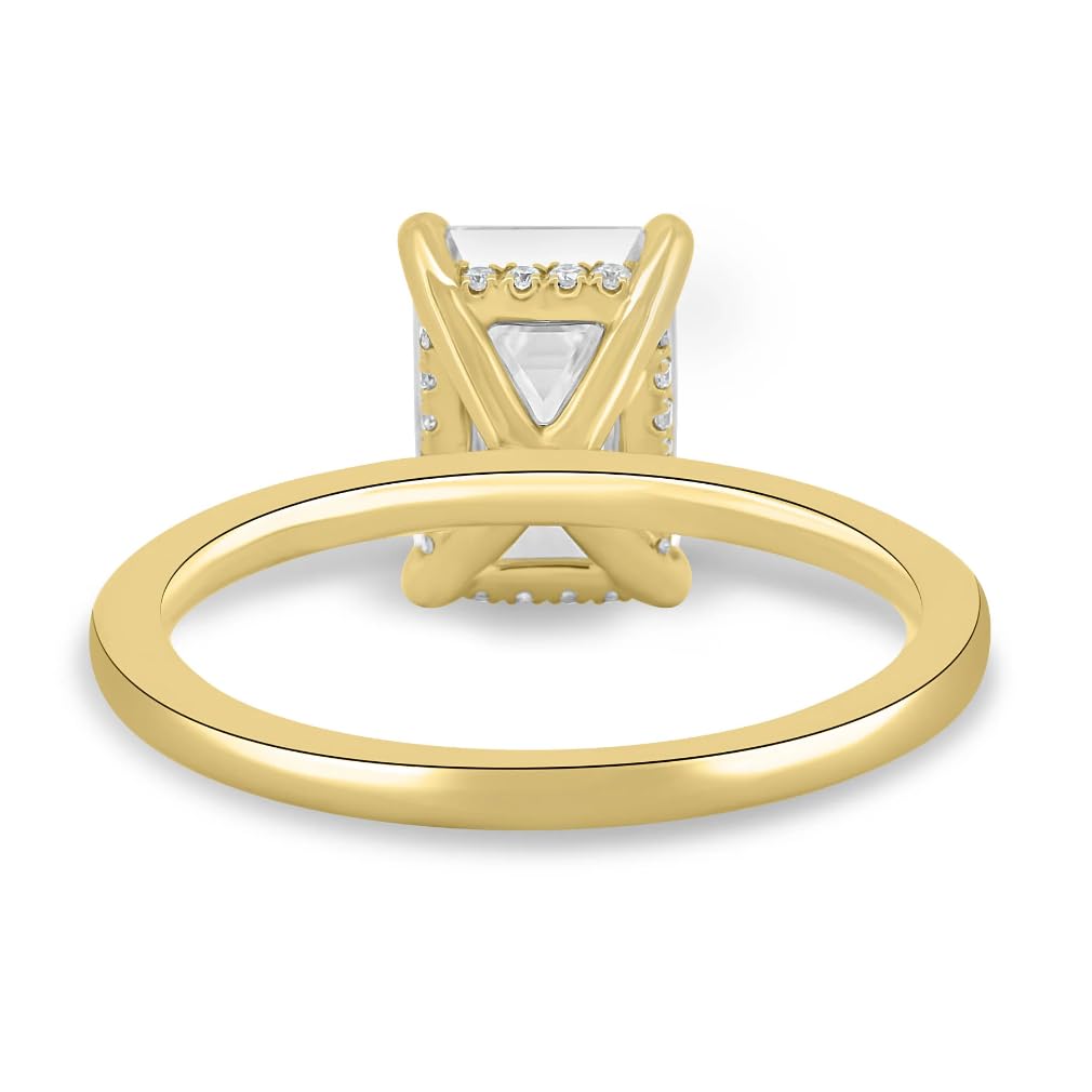 1CT-3CT Hidden Halo Emerald Cut Moissanite Engagement Ring for Women - Solitaire Wedding Ring in 925 Silver or 10K/14K/18K Solid Gold (Yellow, White, Rose) - Handcrafted Anniversary & Birthday Gift for Her - Perfect for Proposals, Weddings & Special Occasions
