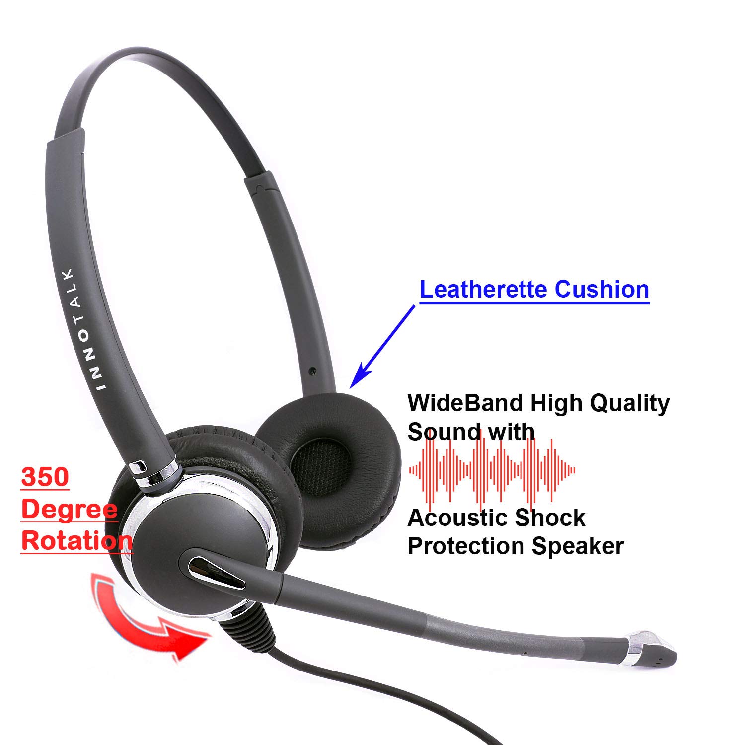 Best Noise Cancelling USB Headset with Mic for MS Lync, Skype, Cisco Jabber & Avaya One-X - Plug & Play USB Technology, Plantronics QD Compatible - Perfect for Remote Work, Call Centers & Online Meetings