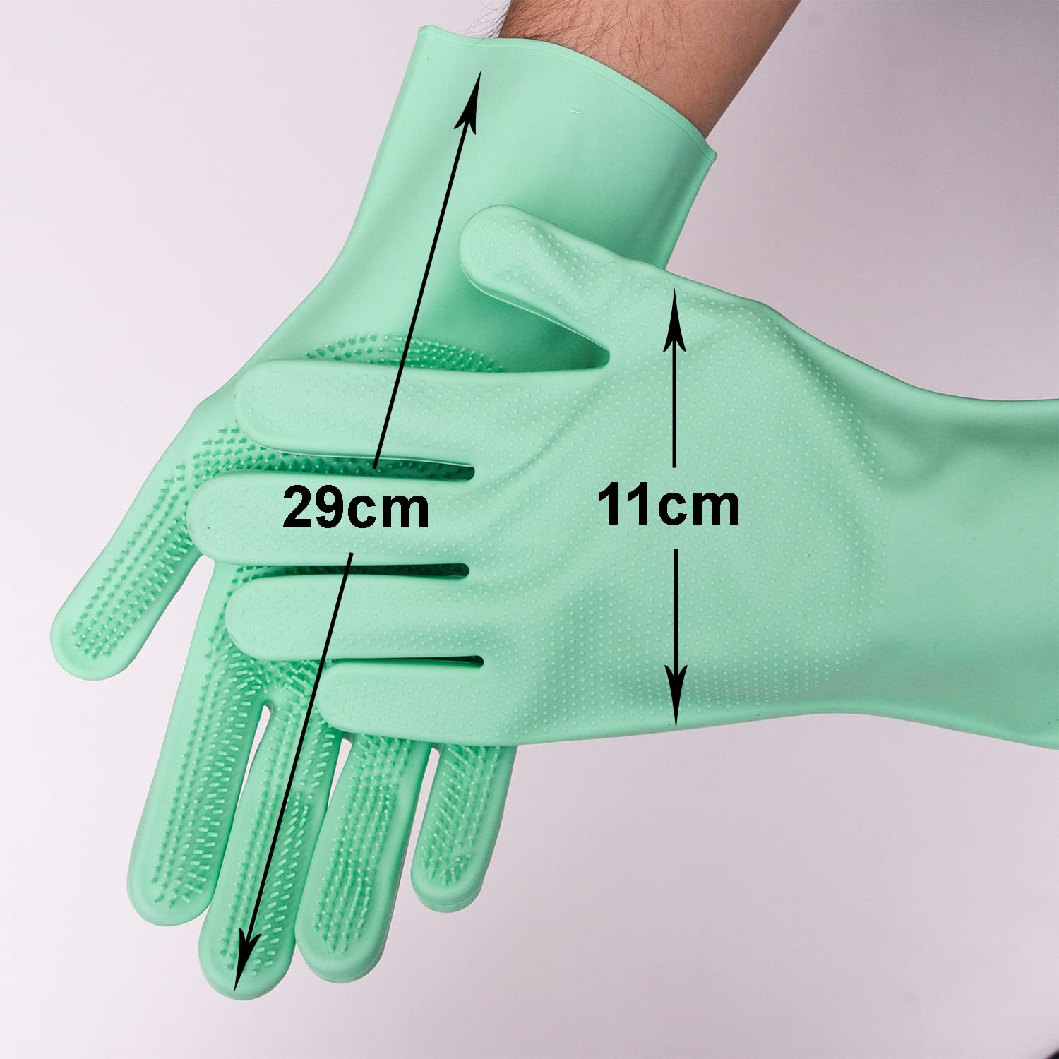 Kuber Industries Heat Resistant Silicone Kitchen Gloves - Dish Washing, Scrubbing, Car & Bathroom Cleaning Gloves - 1 Pair (Green) - Perfect for Cooking, Washing Dishes & Household Cleaning