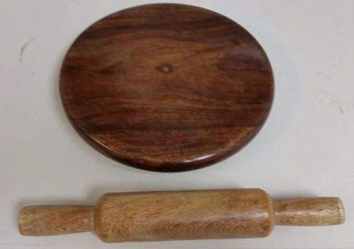 Premium Wooden Chakla Belan Set - Traditional Indian Roti Maker & Chapati Rolling Board with Rolling Pin - Perfect for Homemade Flatbreads, Dough Kneading & Authentic Indian Cooking