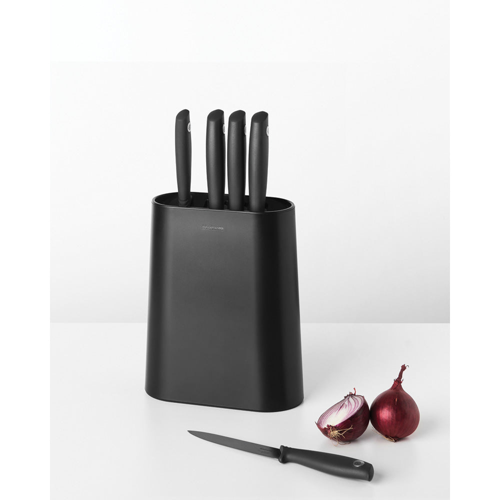 Premium 8-Piece Knife Block Set with Dark Grey Wood Stand - Perfect for Home Chefs & Kitchen Enthusiasts | Ideal for Slicing, Dicing & Food Prep