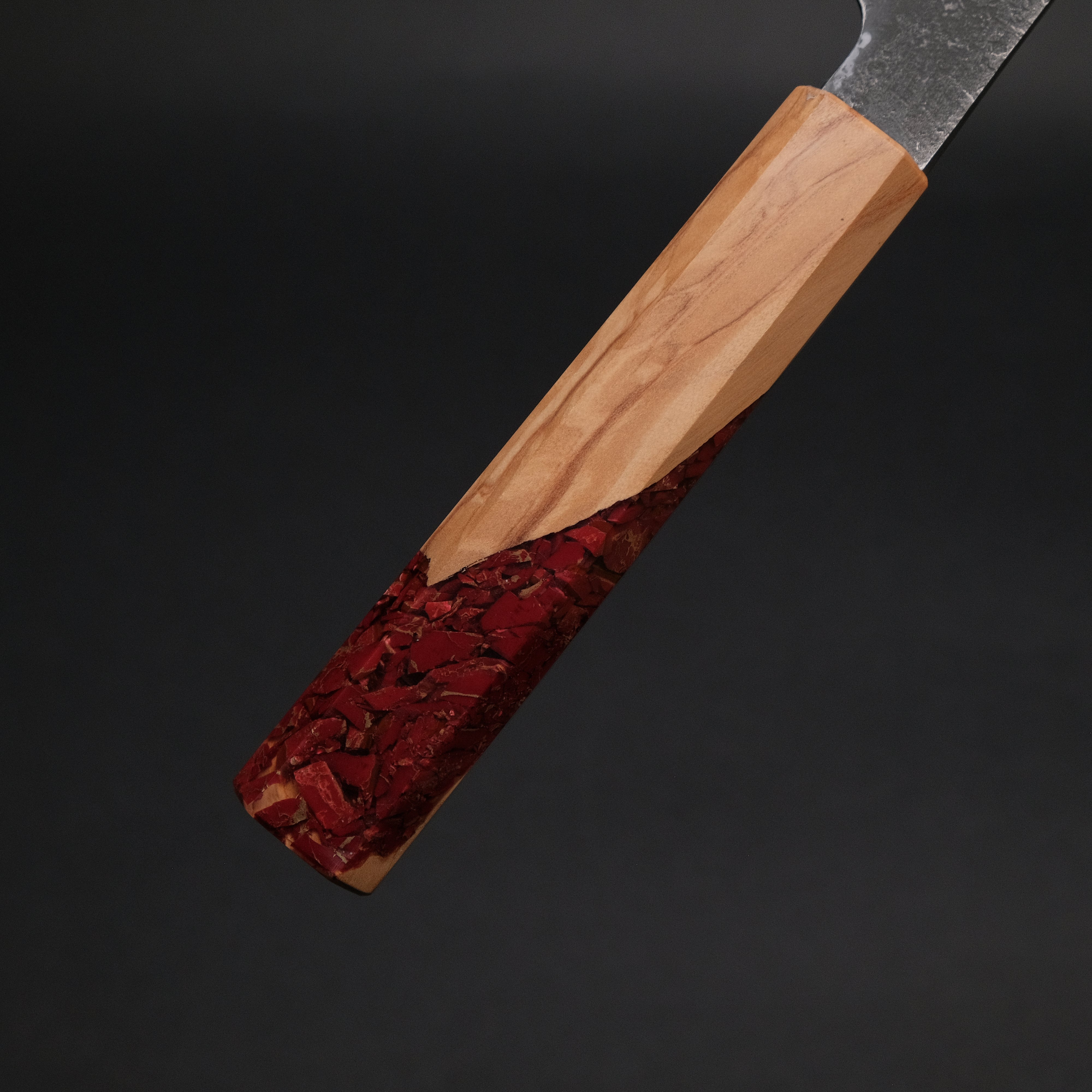 Premium Ajikataya White #2 Nashiji Damascus Hakata 180mm Chef Knife with Olive Wood TQRPV Handle (#57) - Perfect for Sushi, Sashimi & Precision Kitchen Tasks