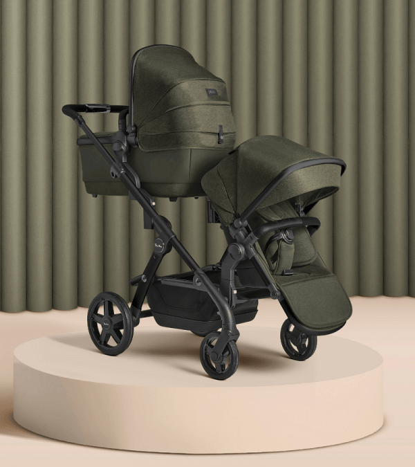 Silver Cross Wave 2022 Luxury Double Stroller for Twins - Lightweight Compact Foldable Design Perfect for Travel, Shopping & Daily Use