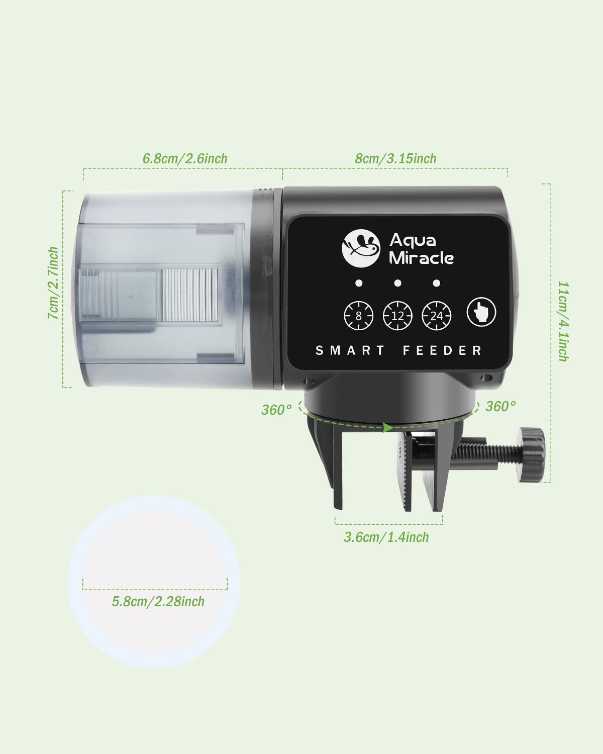 AquaMiracle Automatic Fish Feeder with Timer - Adjustable Food Dispenser for Aquarium Pellets, Granules & Flakes | Perfect Vacation & Weekend Fish Food Feeder for Freshwater & Saltwater Tanks