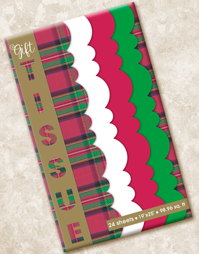 Festive Christmas Plaid Scalloped Tissue Paper - Holiday Gift Wrapping, Party Decorations & Crafting Supplies for DIY Projects
