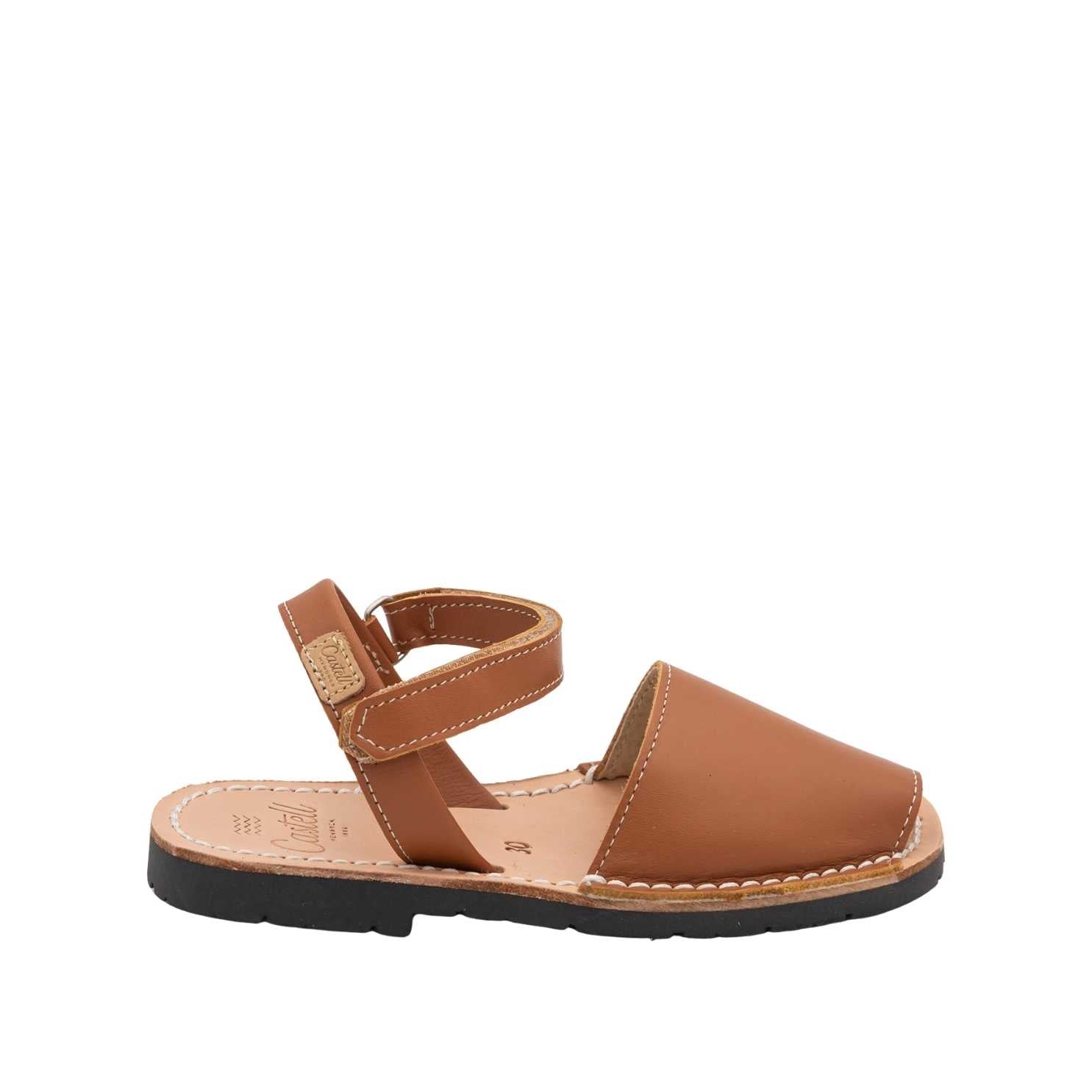 IKER 1002 Ciervo Kids' Plain Leather Menorcan Sandals - Comfortable & Durable for Beach, Summer & Casual Wear