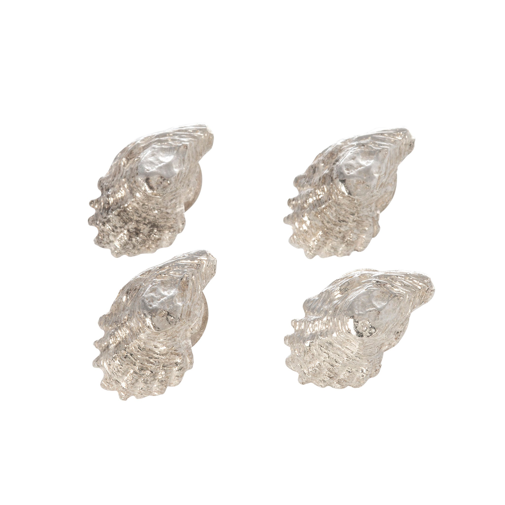 Elegant Sterling Silver Oyster Shell Dress Studs for Men - Perfect for Weddings, Prom & Formal Occasions