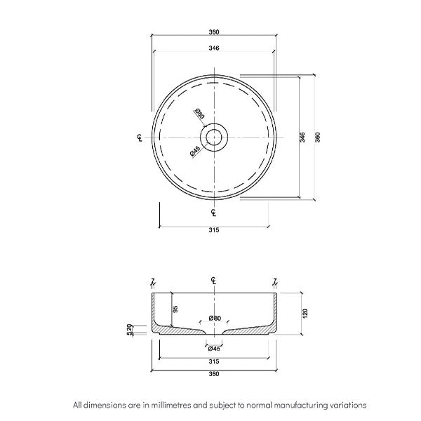 Eight Quarters Bellevue Circle Gloss White Porcelain Bathroom Sink - Modern Drop-in Vessel Basin for Bathroom Vanity, Powder Room & Guest Bath Installation
